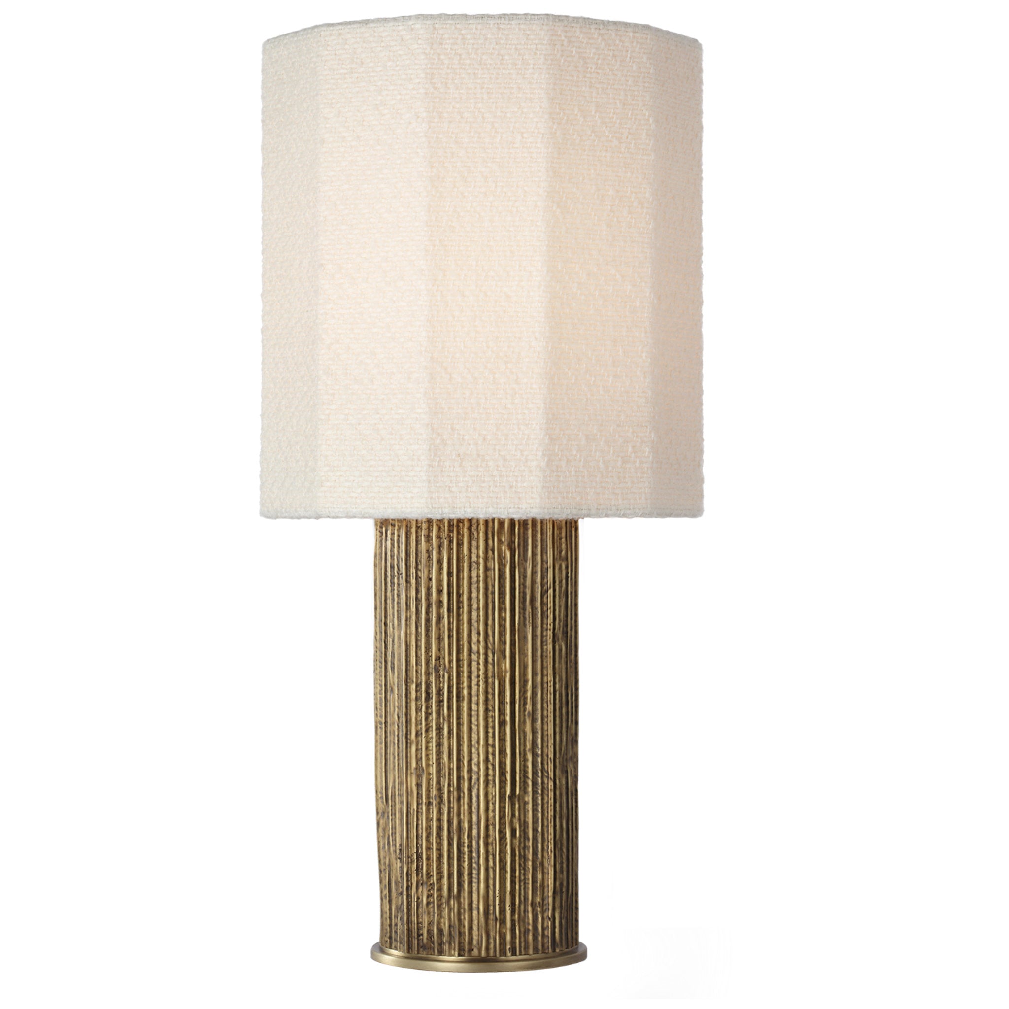Anne-Marie Barton Fumar 24" Table Lamp in Ridged Tombac with BouclÃ© Shade W11" x H23.5"