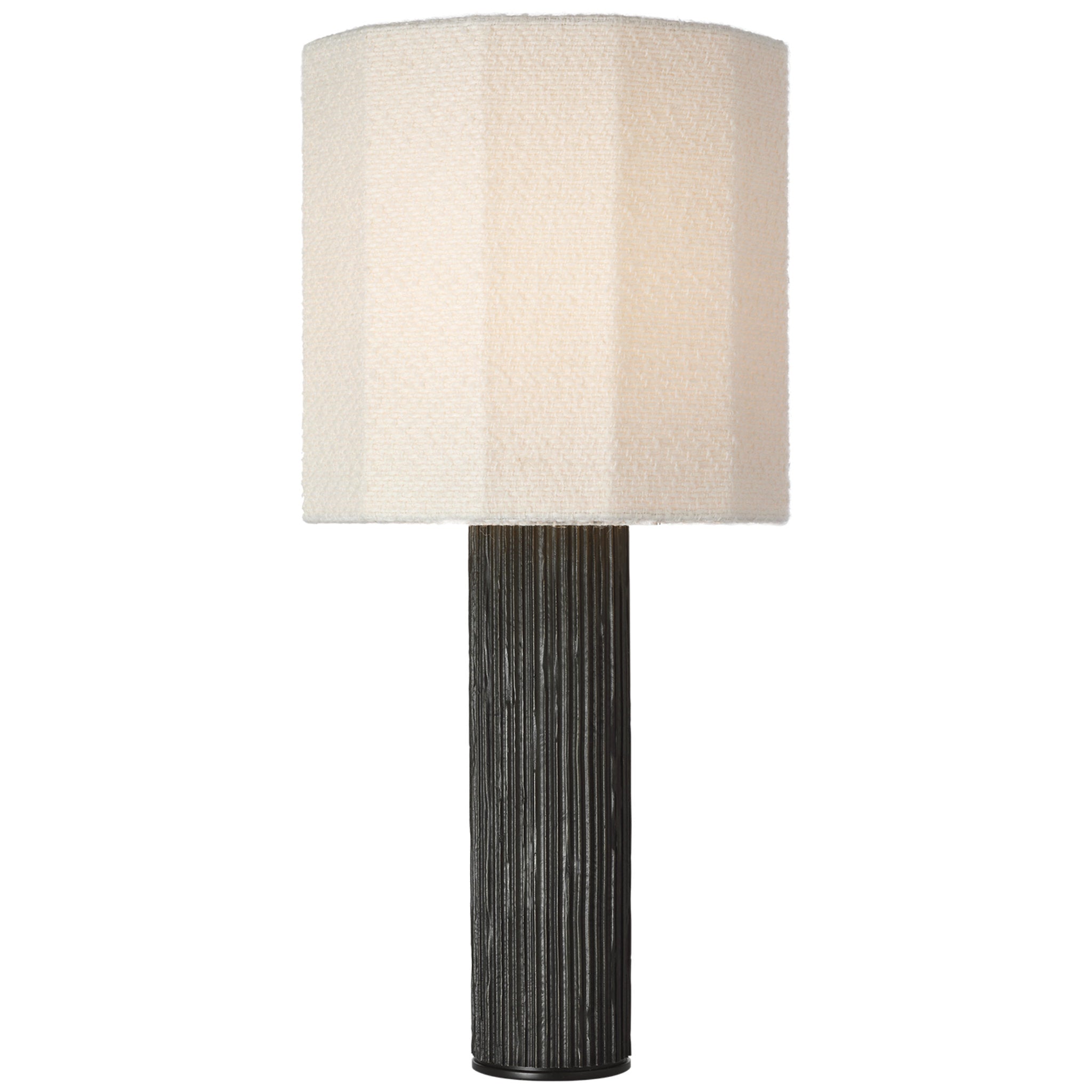 Anne-Marie Barton Fumar 29" Table Lamp in Ridged Carbon with BouclÃ© Shade W13.5" x H29"