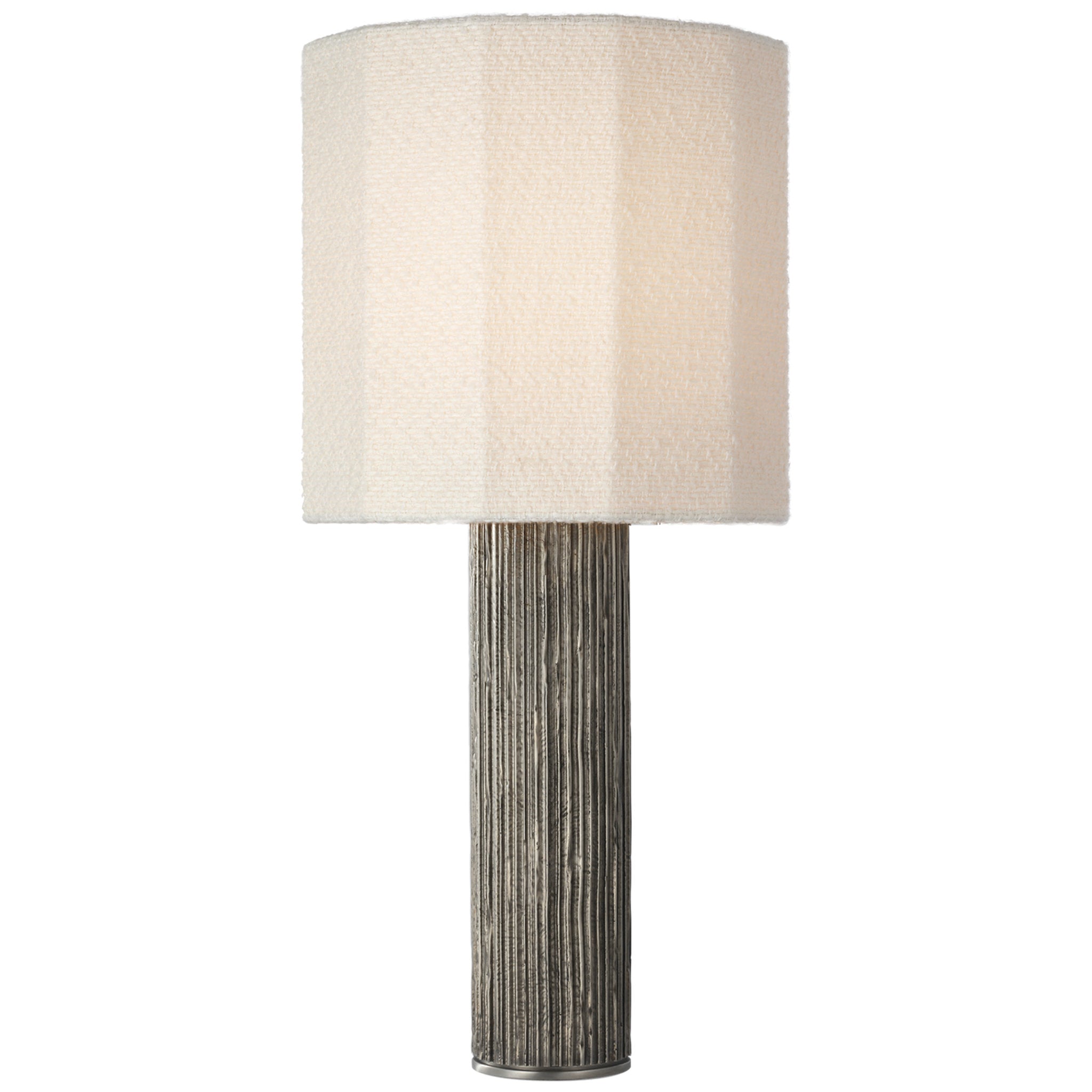 Anne-Marie Barton Fumar 29" Table Lamp in Ridged Graphite with BouclÃ© Shade W13.5" x H29"