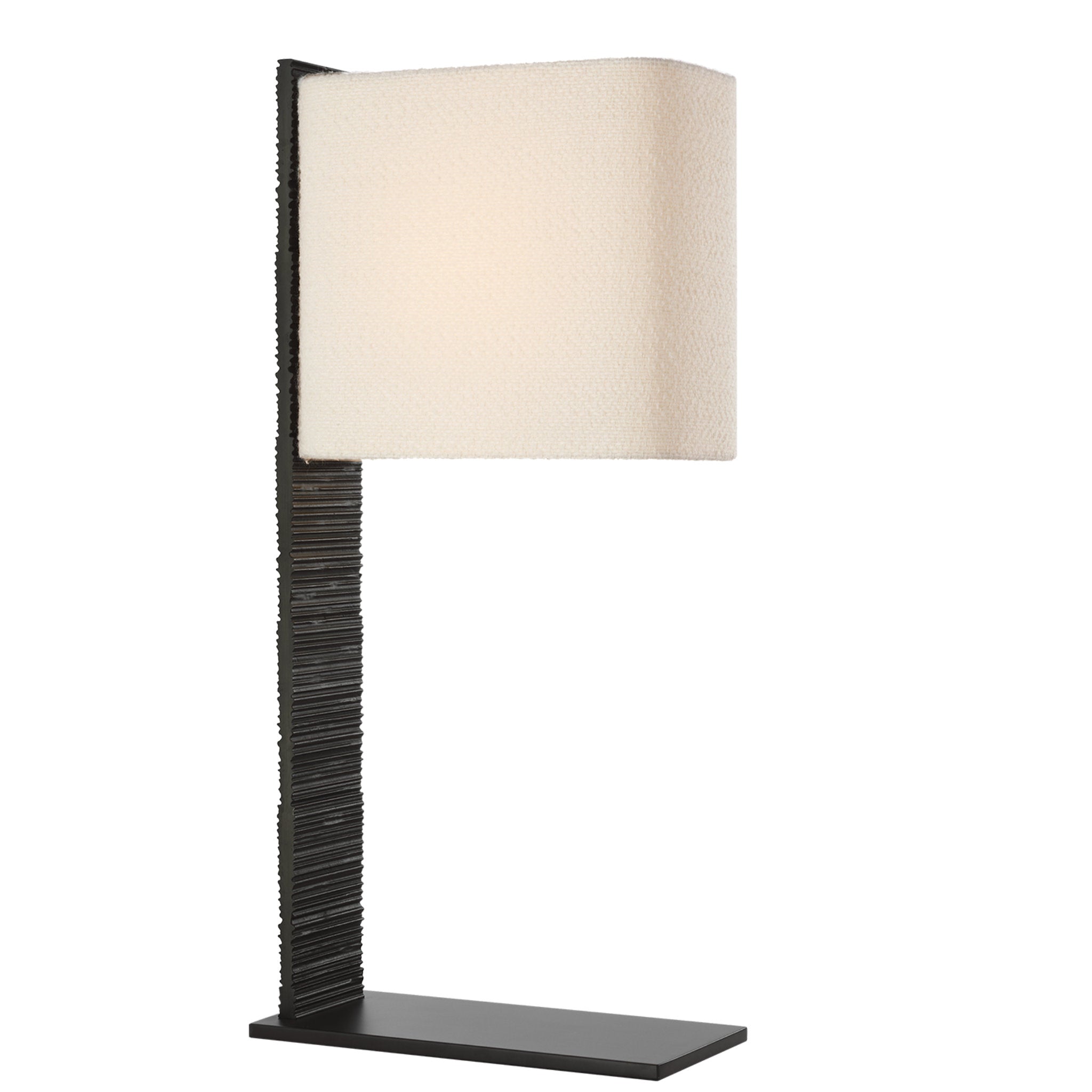 Anne-Marie Barton Fumar 34" Statement Table Lamp in Ridged Carbon with BouclÃ© Shade W8" x H34"