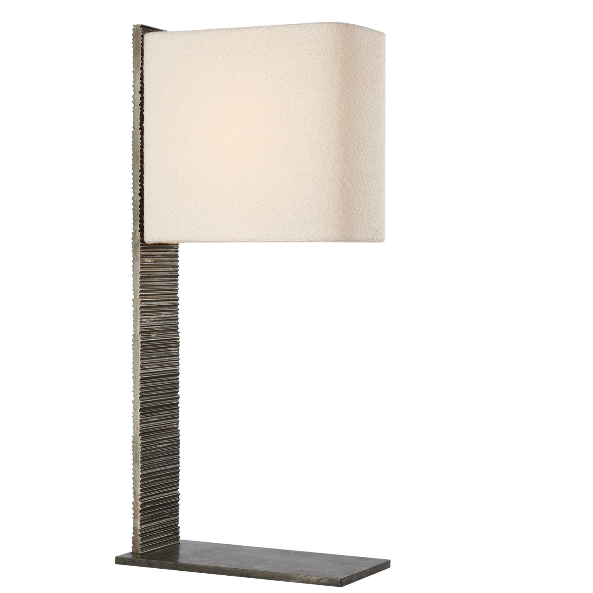 Anne-Marie Barton Fumar 34" Statement Table Lamp in Ridged Graphite with BouclÃ© Shade W8" x H34"