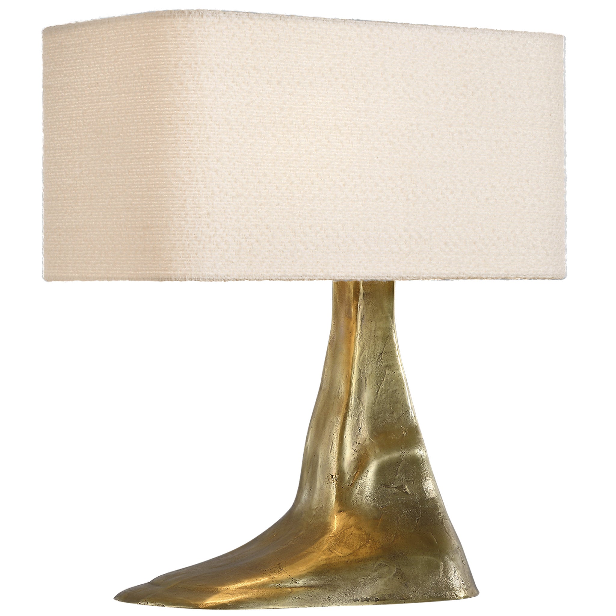 Anne-Marie Barton Terra-Forma 23" Right Table Lamp in Museum Brass with Boucle Shade W11" x H22.75"