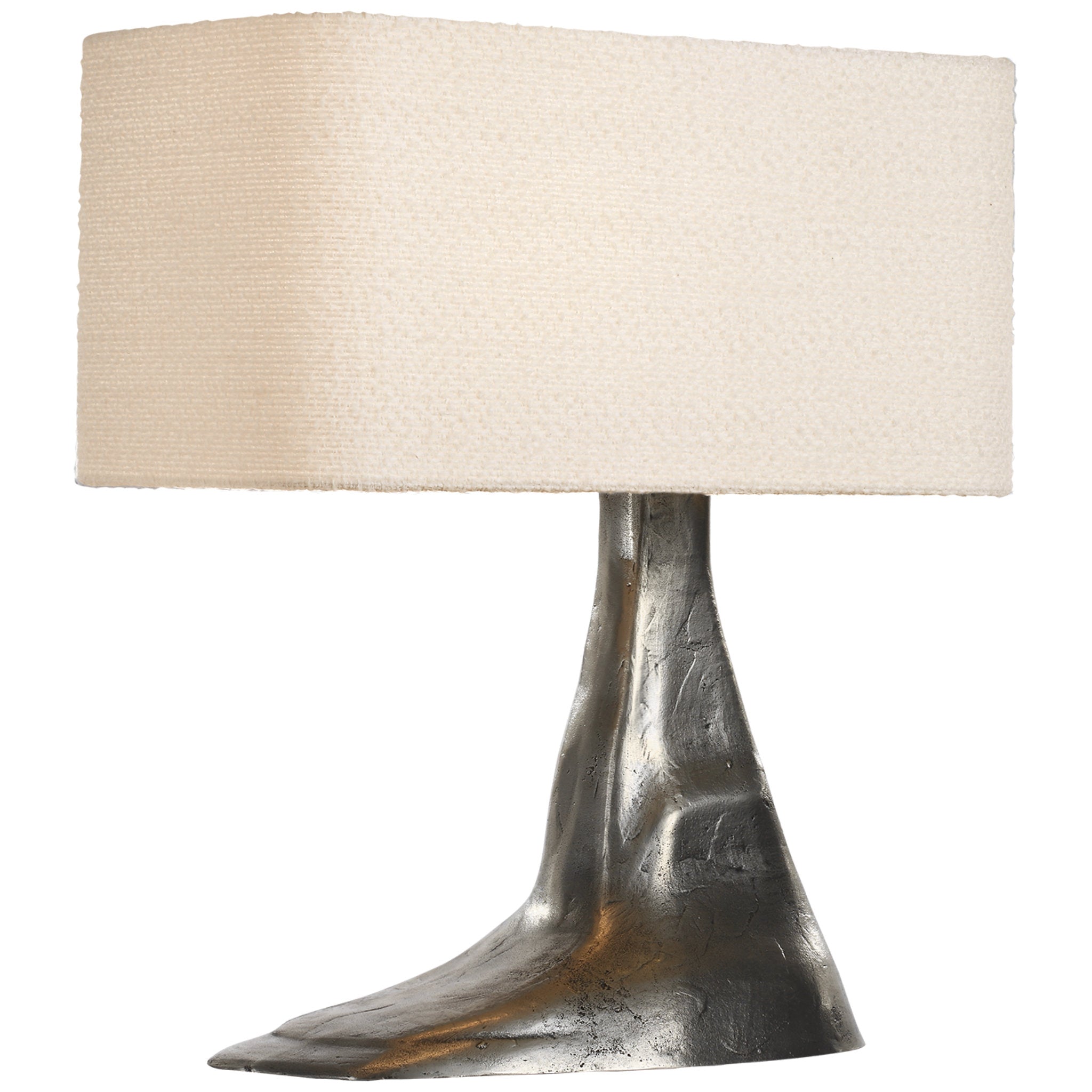 Anne-Marie Barton Terra-Forma 23" Right Table Lamp in Museum Pewter with Boucle Shade W11" x H22.75"