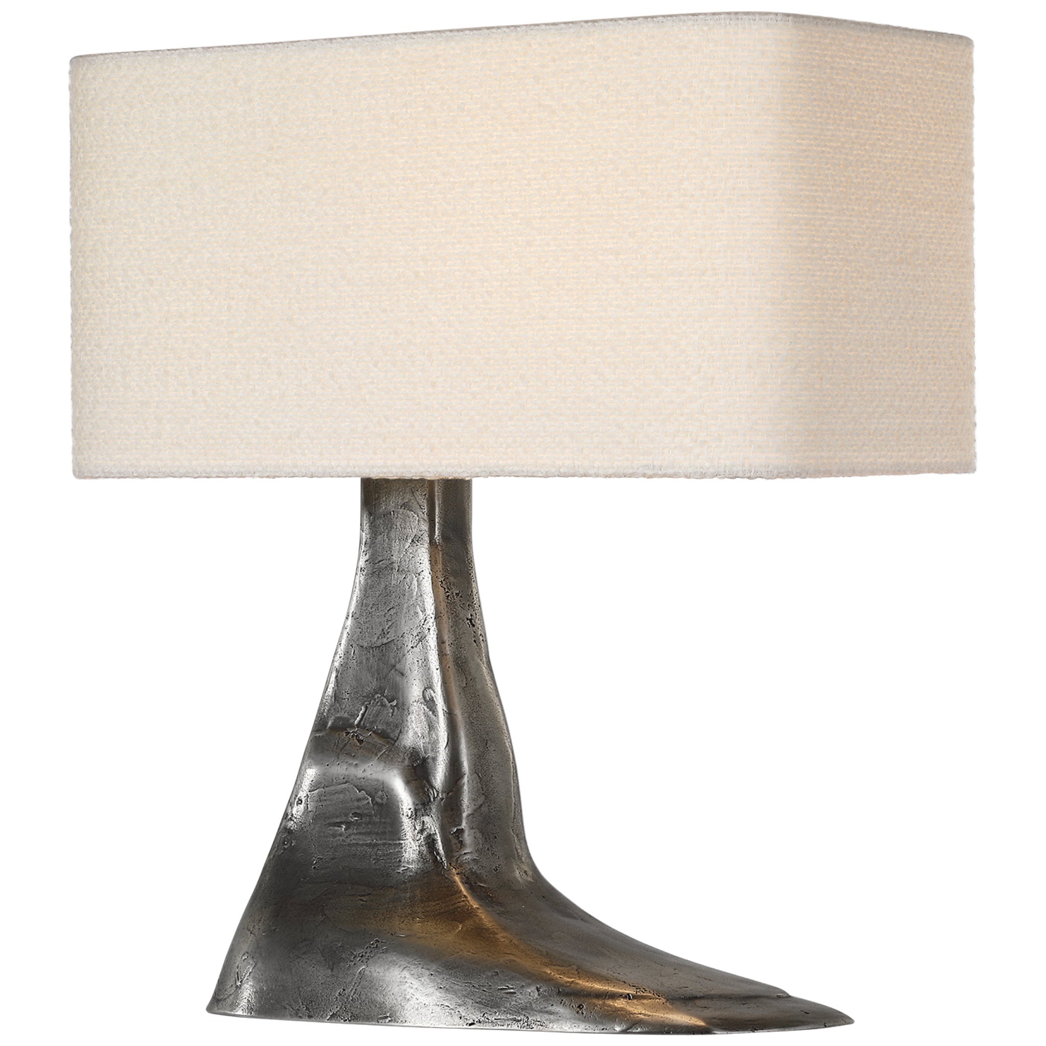 Anne-Marie Barton Terra-Forma 23" Left Table Lamp in Museum Pewter with Boucle Shade W11" x H22.75"