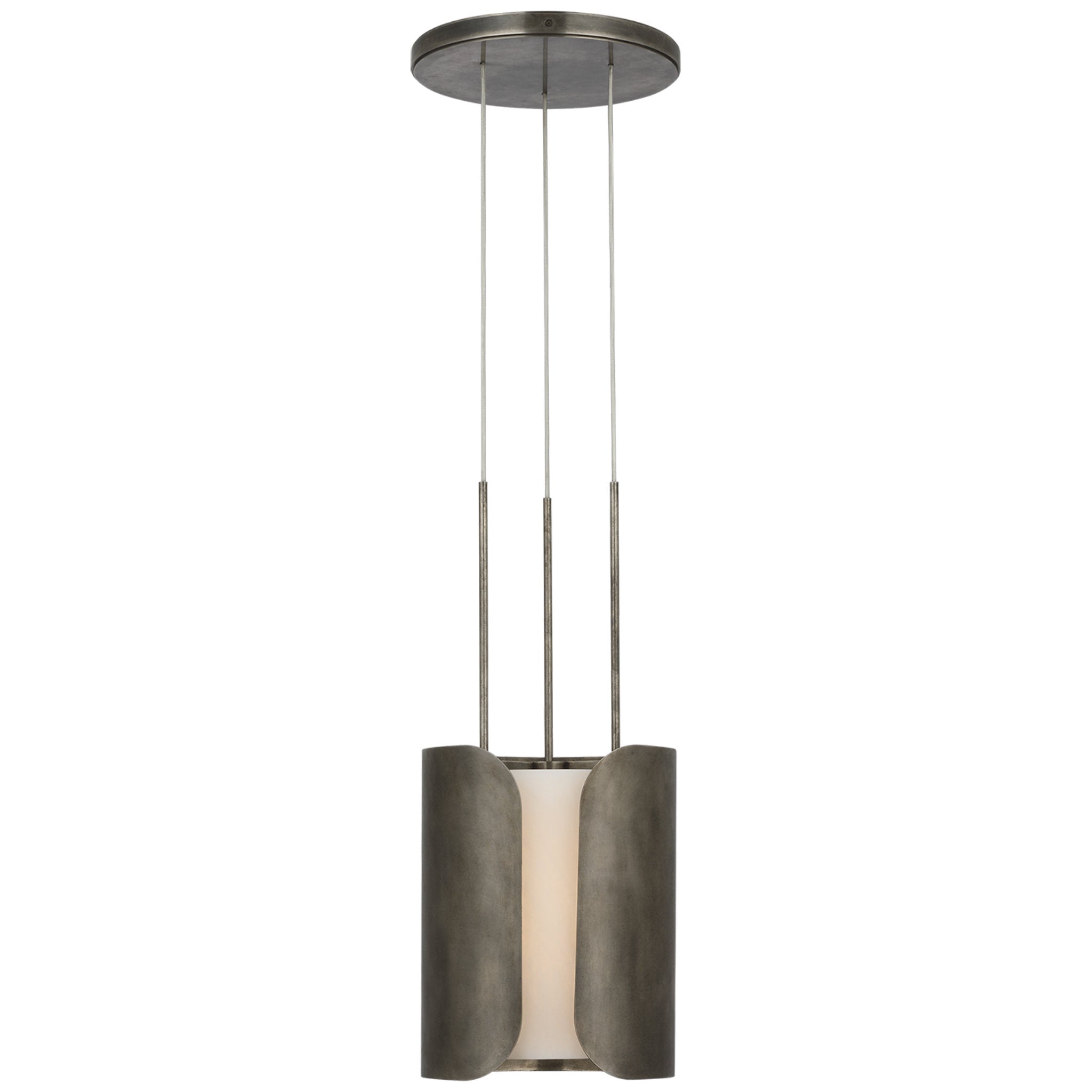 Anne-Marie Barton Armise 11" Pendant in Mottled Pewter with Alabaster Ceiling Light W11"