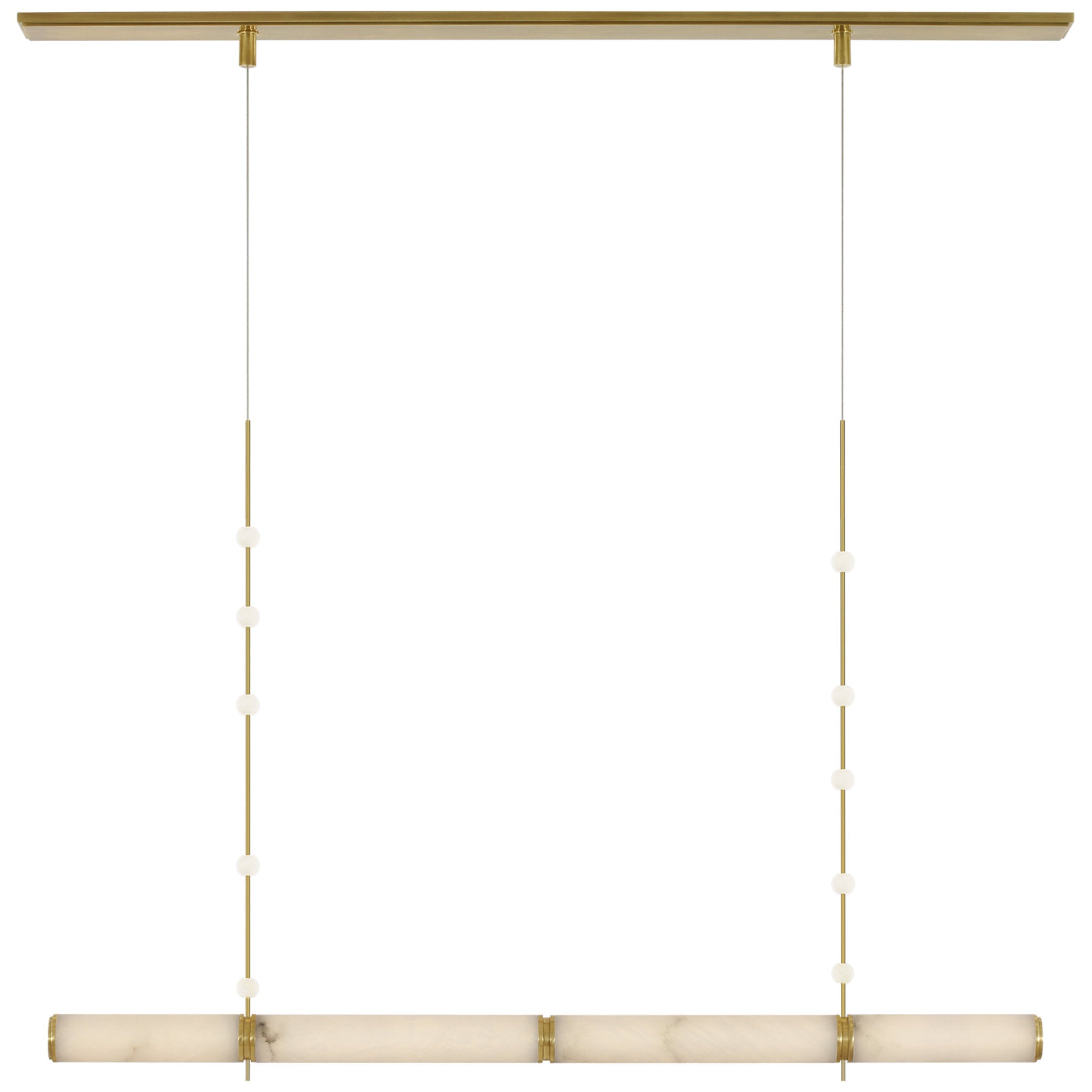 Anne-Marie Barton Marcell 56" Linear Chandelier in Antique-Burnished Brass with Alabaster Ceiling Light W56"