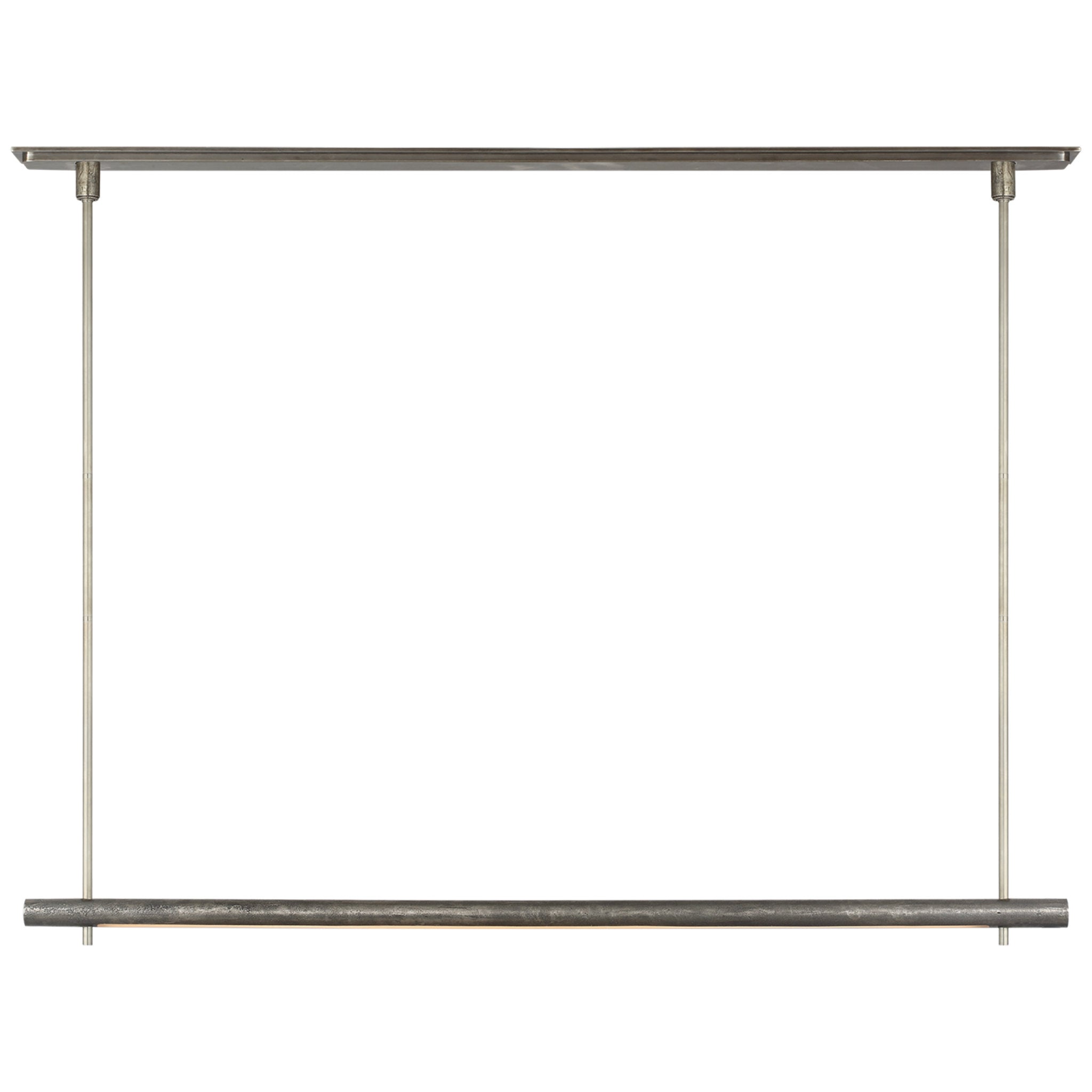 Anne-Marie Barton Stahl 60" Linear Chandelier in Museum Pewter with Nova Frost Lens Ceiling Light W60"