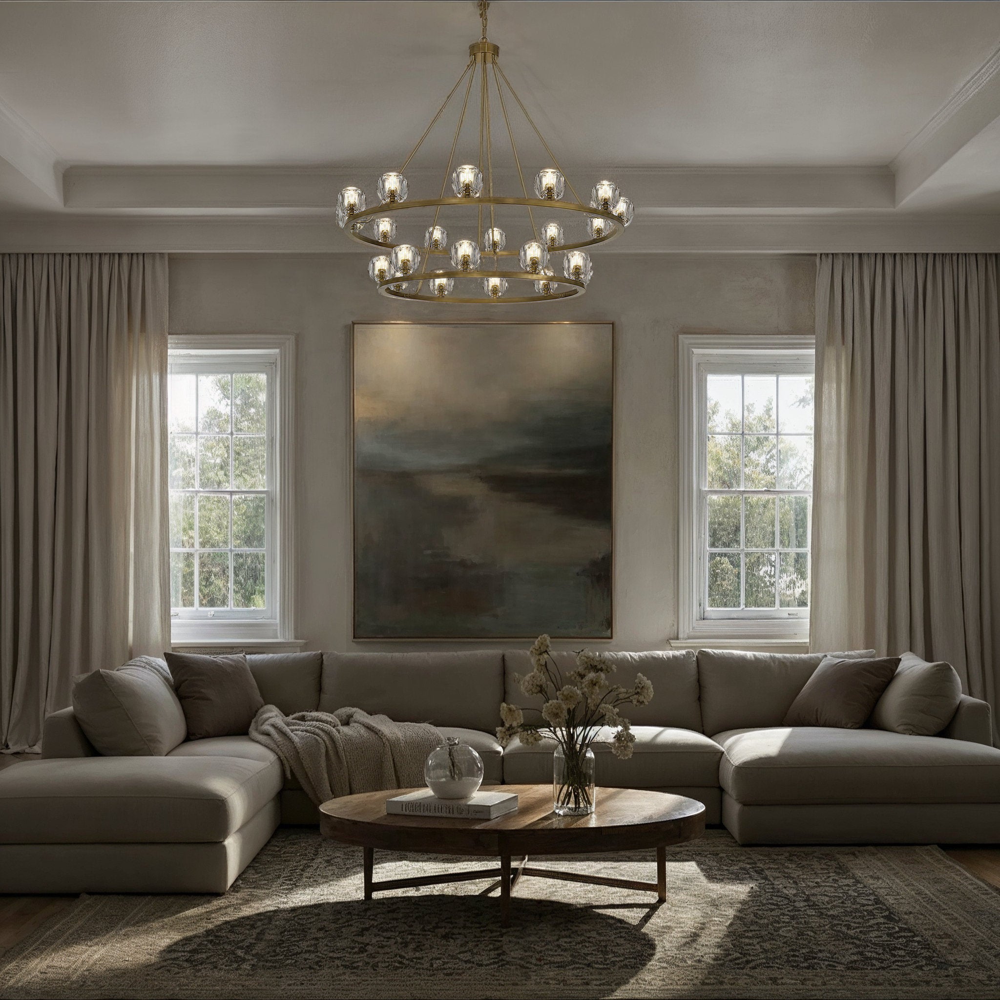 Aragon 48'' LED Soft Brass Chandelier Gold 48"W x 45.75"H x 48"D