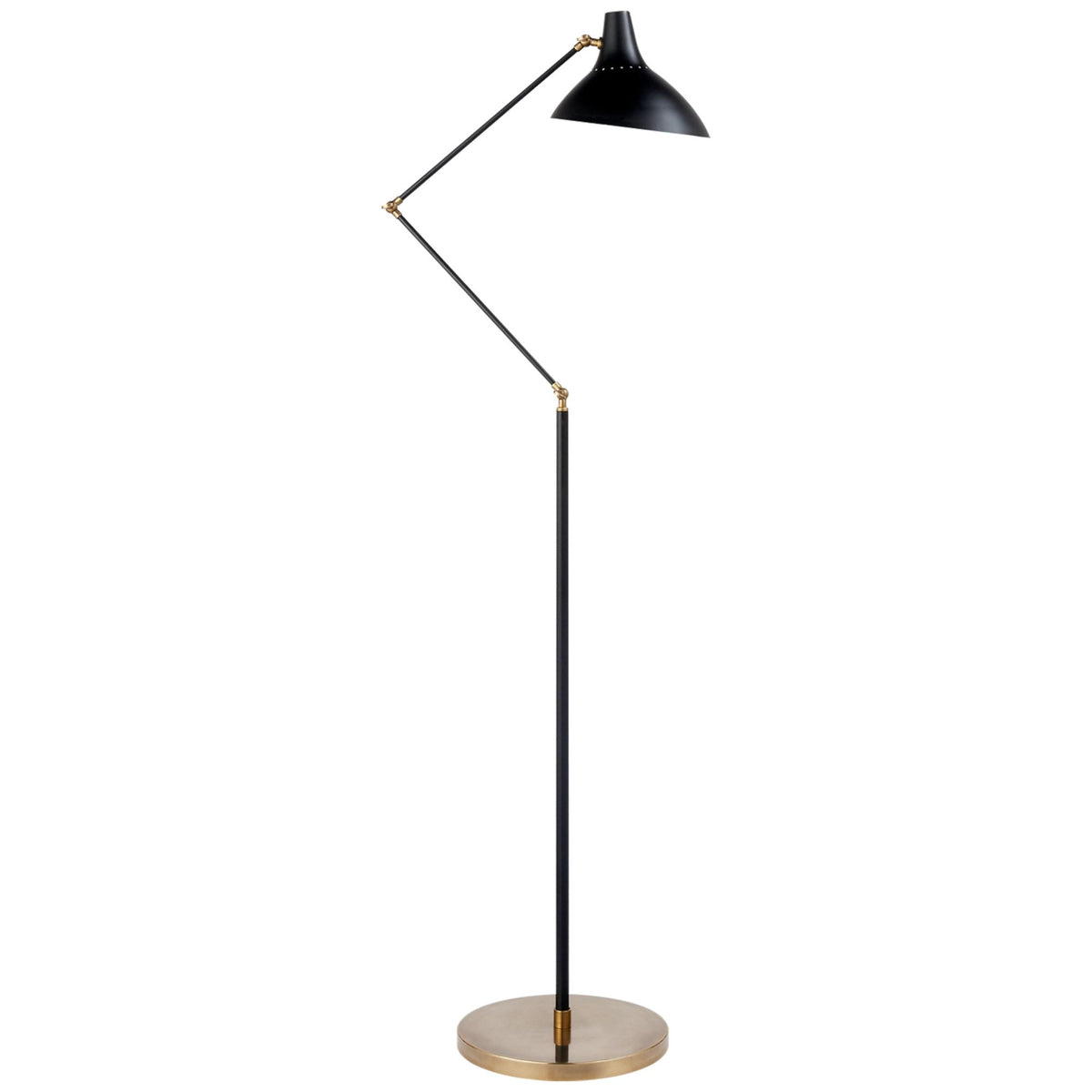AERIN Charlton Floor Lamp in Black and Hand-Rubbed Antique Brass W12" x H51" - 63" x E42"