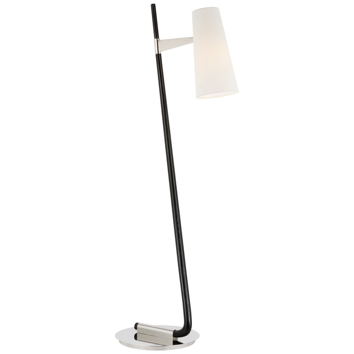 AERIN Katia Floor Lamp in Ebony and Polished Nickel with Linen Shade W14" x H56.75" x E20.5"