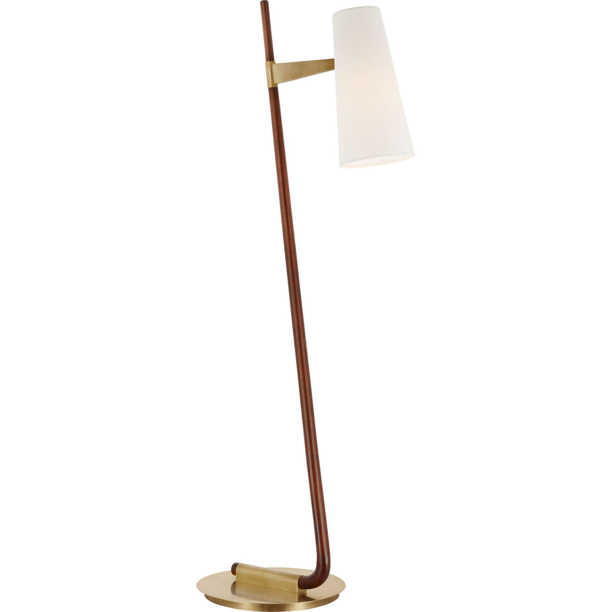 AERIN Katia Floor Lamp in Mahogany and Hand-Rubbed Antique Brass with Linen Shade W14" x H56.75" x E20.5"