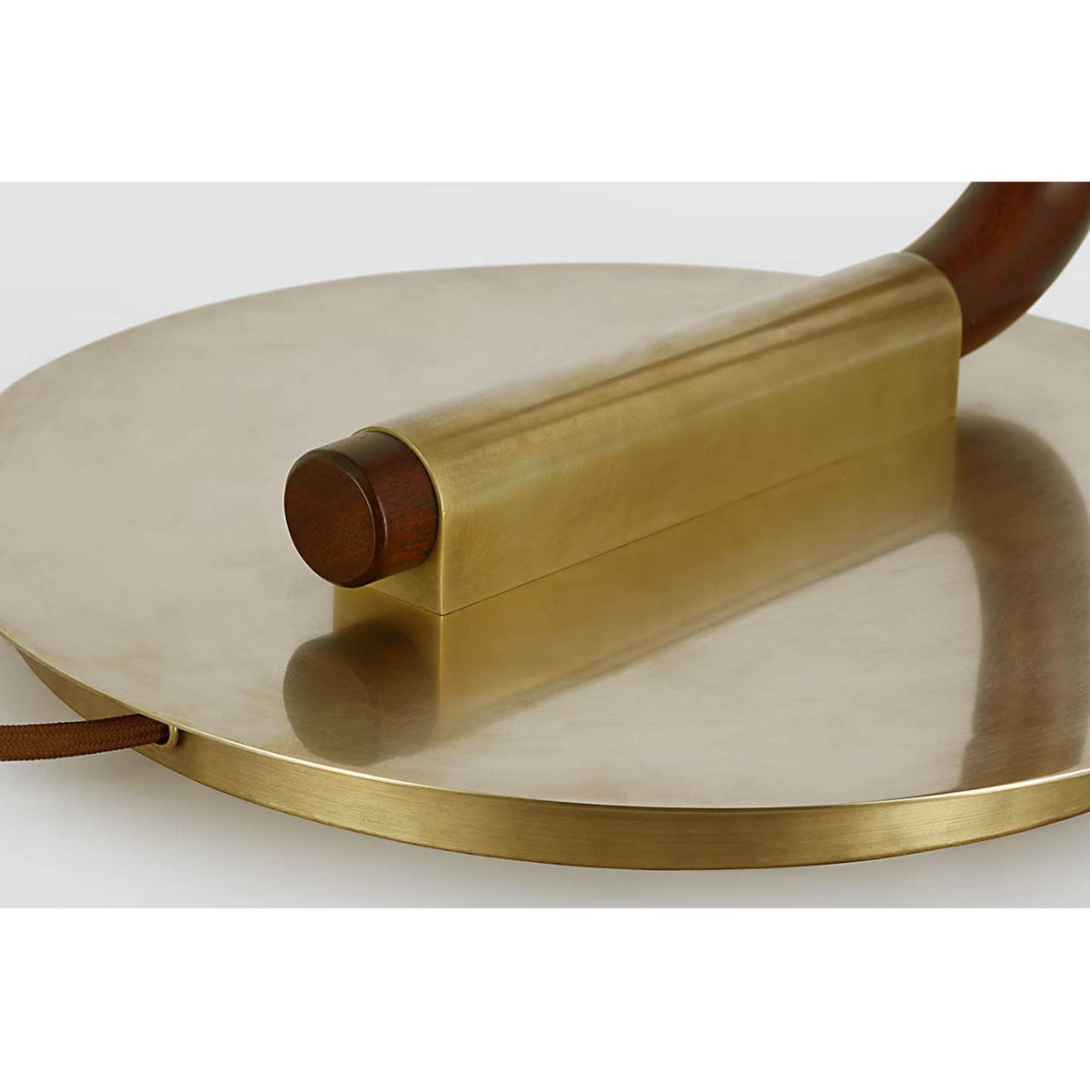 AERIN Katia Floor Lamp in Mahogany and Hand-Rubbed Antique Brass with Linen Shade W14" x H56.75" x E20.5"