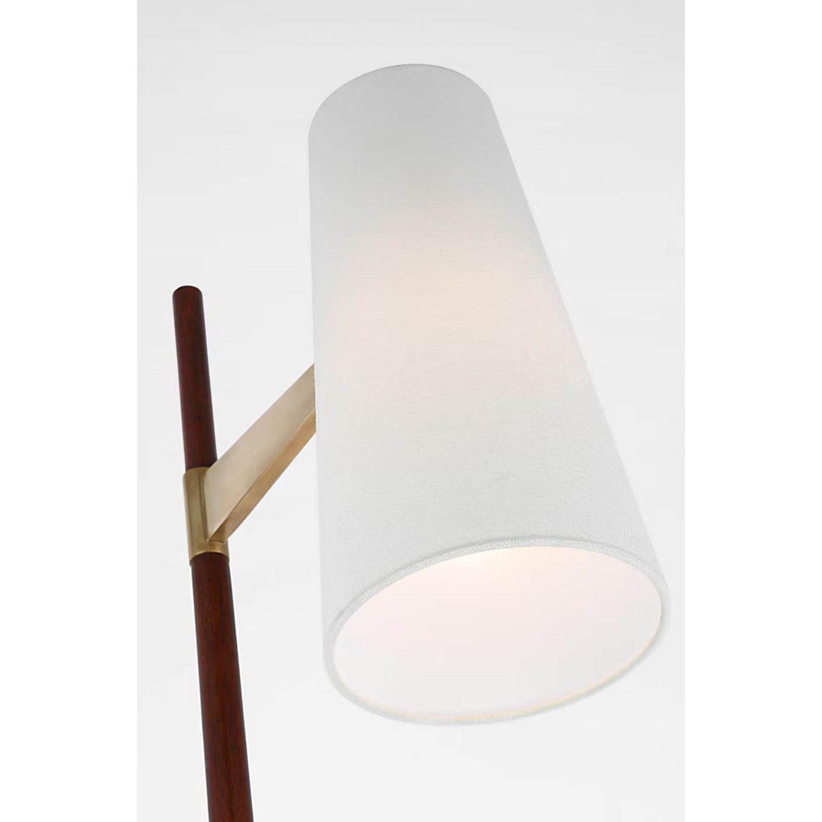 AERIN Katia Floor Lamp in Mahogany and Hand-Rubbed Antique Brass with Linen Shade W14" x H56.75" x E20.5"