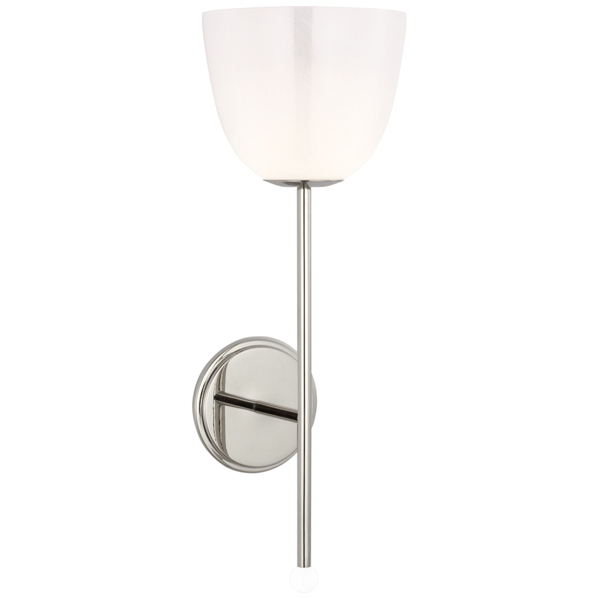 AERIN Brisa 20" Torch Sconce  in Polished Nickel with White Strie Glass Shade Wall Light W7" x H20"