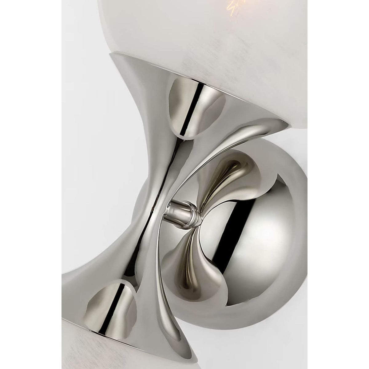 AERIN Cristol Small Double Sconce in Polished Nickel with White Glass W6" x H15.75" x E6.25"
