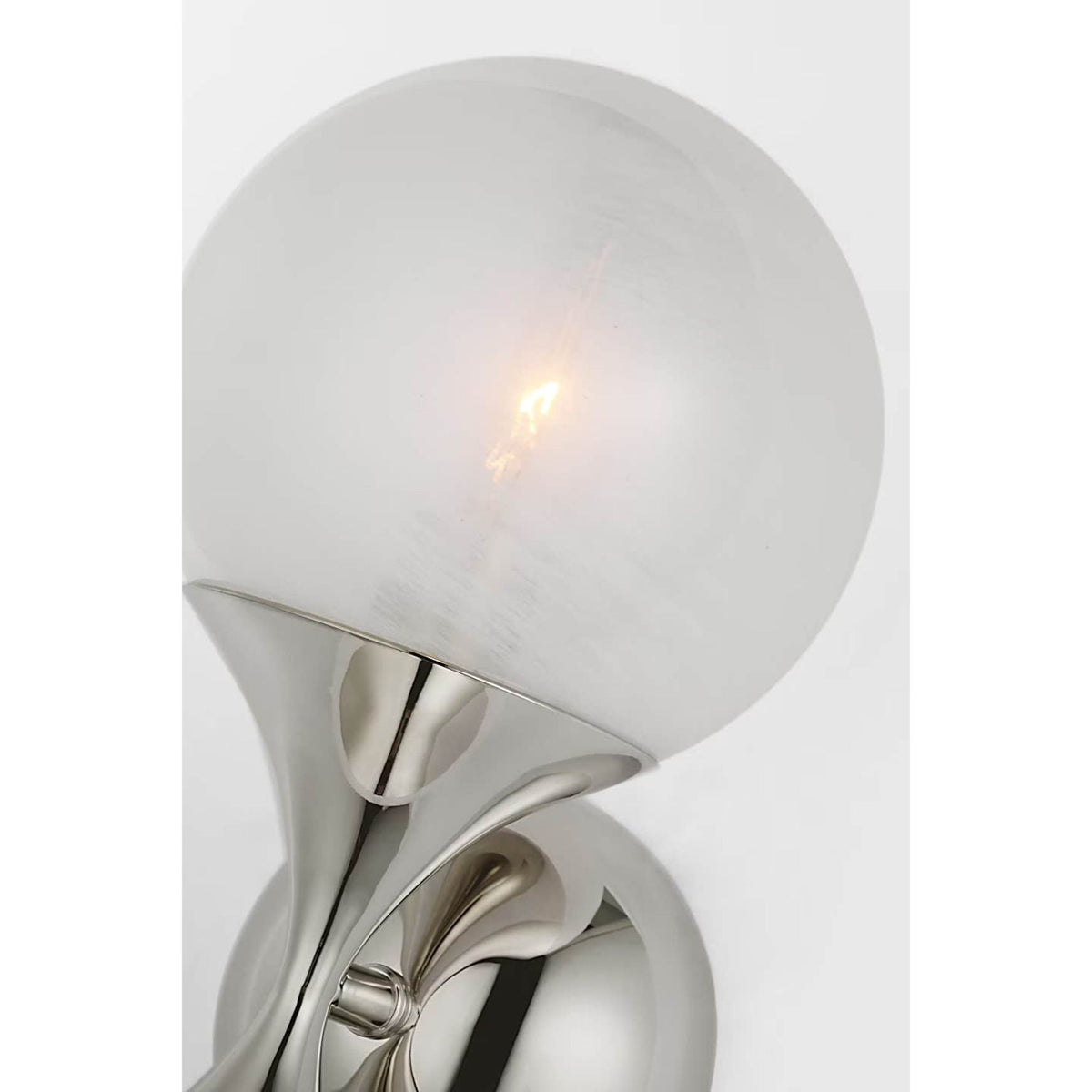 AERIN Cristol Small Double Sconce in Polished Nickel with White Glass W6" x H15.75" x E6.25"