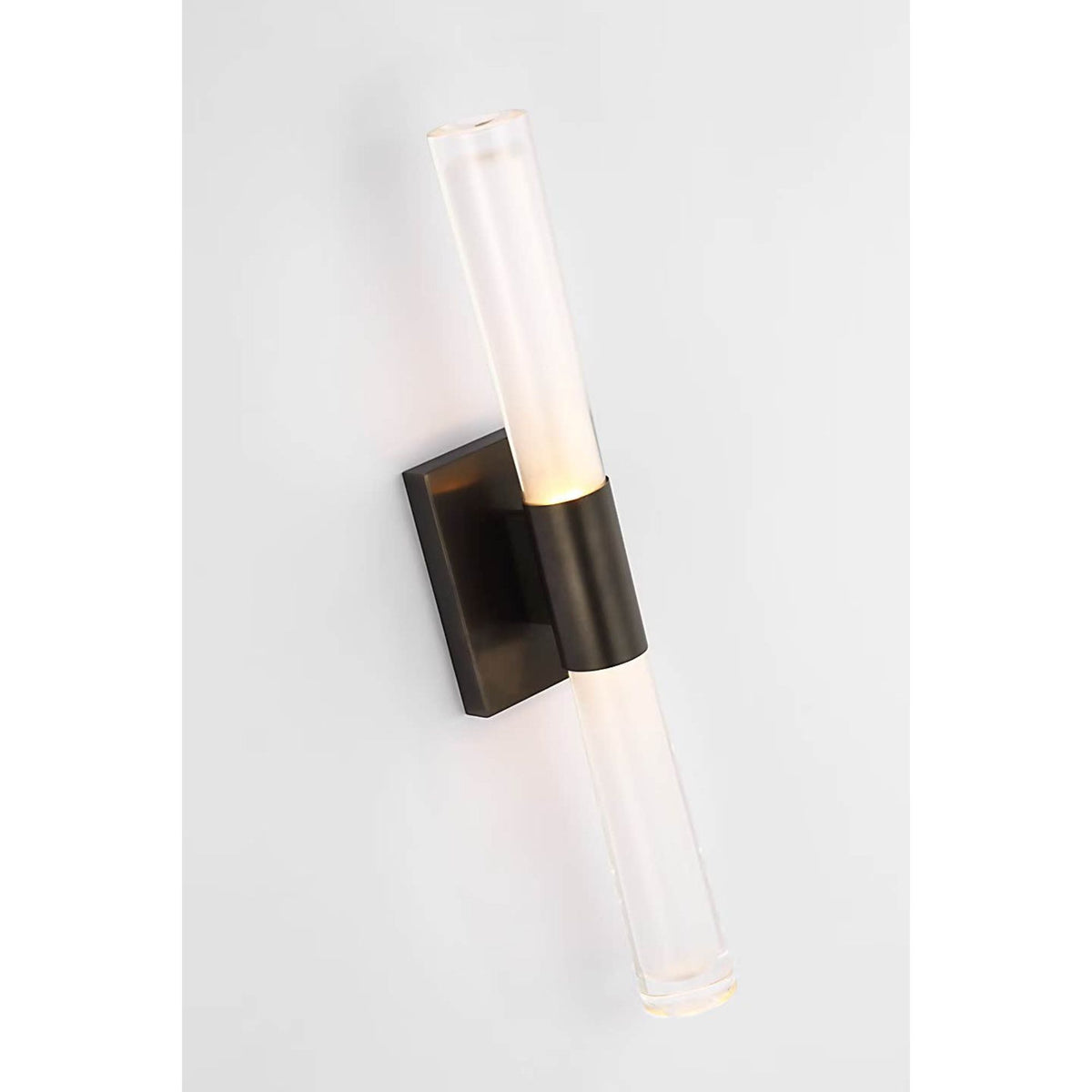AERIN Brenta Single Sconce in Bronze with White Glass W3.5" x H18.5" x E3.75"