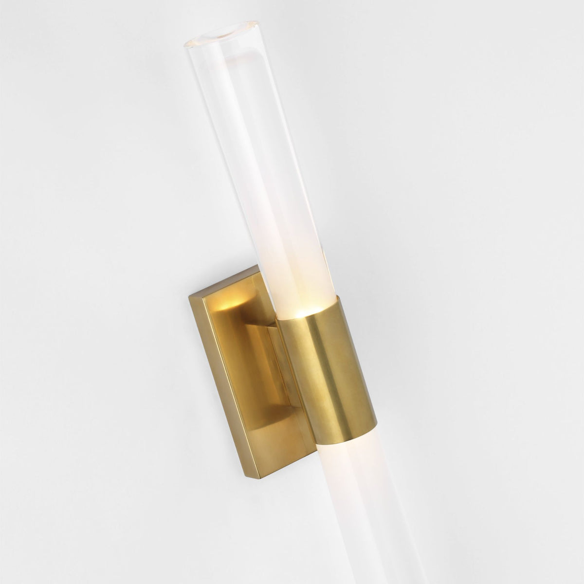 AERIN Brenta Single Sconce in Hand-Rubbed Antique Brass with White Glass W3.5" x H18.5" x E3.75"