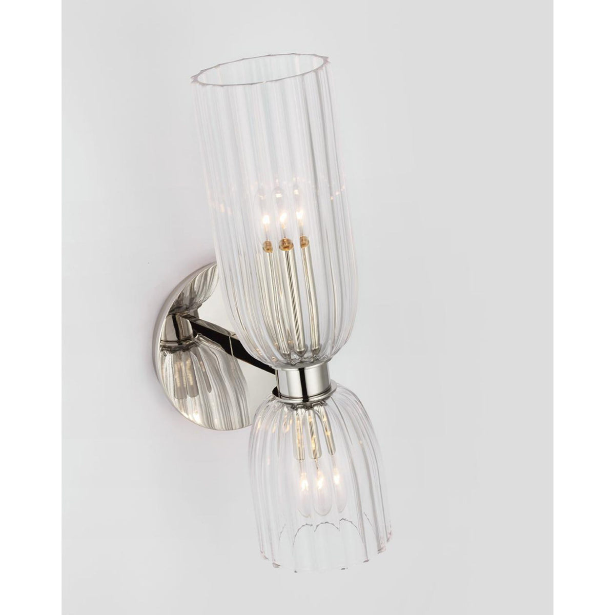 AERIN Asalea 16" Double Bath Sconce in Polished Nickel with Clear Glass W6" x H16.25" x E7.5"
