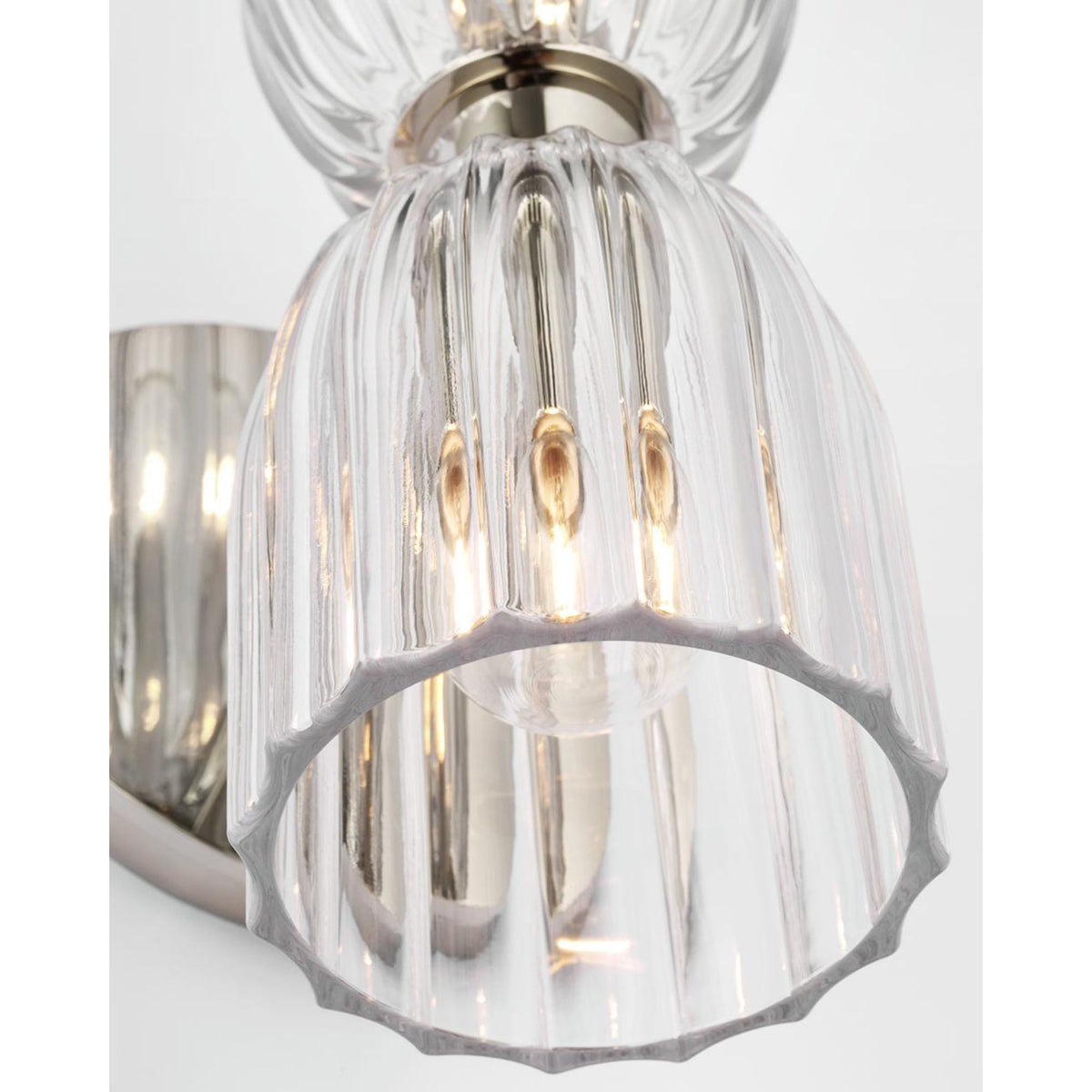 AERIN Asalea 16" Double Bath Sconce in Polished Nickel with Clear Glass W6" x H16.25" x E7.5"