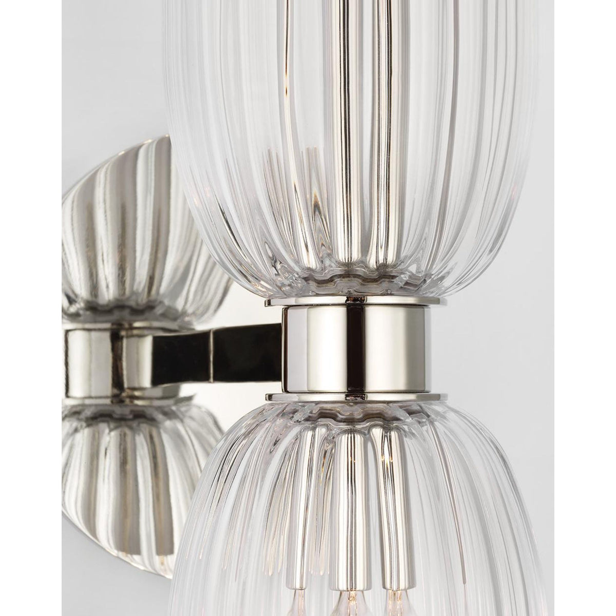 AERIN Asalea 16" Double Bath Sconce in Polished Nickel with Clear Glass W6" x H16.25" x E7.5"