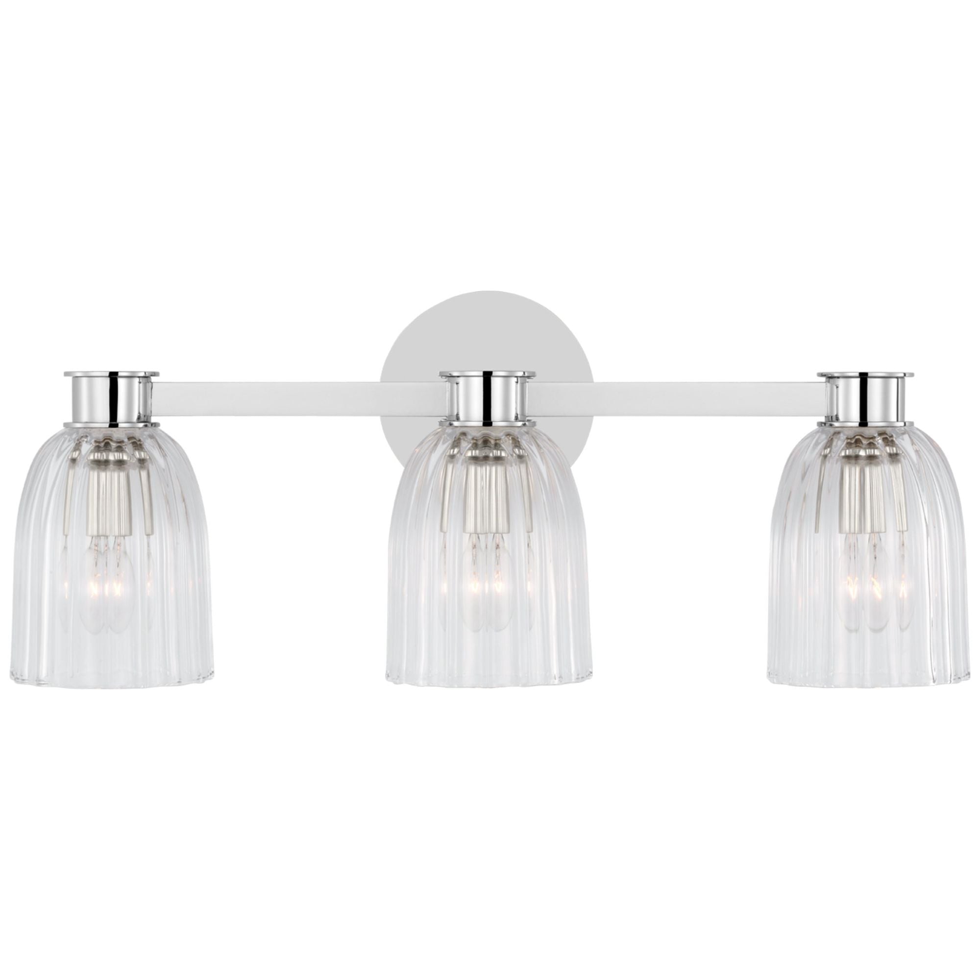 AERIN Asalea Triple Vanity Light in Polished Nickel with Clear Glass Wall Light W21" x H8.5"
