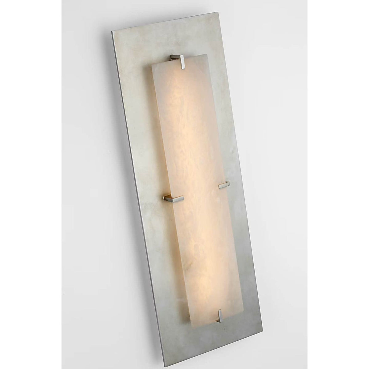AERIN Dominica Large Rectangle Sconce in Burnished Silver Leaf and Alabaster W10" x H27.5" x E3"