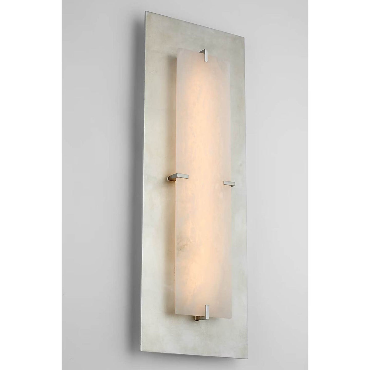 AERIN Dominica Large Rectangle Sconce in Burnished Silver Leaf and Alabaster W10" x H27.5" x E3"