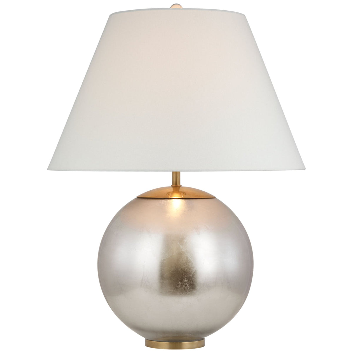 AERIN Morton Large Table Lamp in Burnished Silver Leaf with Linen Shade W23" x H30.5"