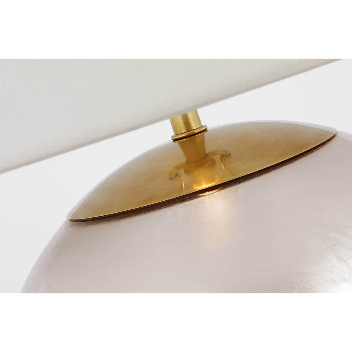 AERIN Morton Large Table Lamp in Burnished Silver Leaf with Linen Shade W23" x H30.5"