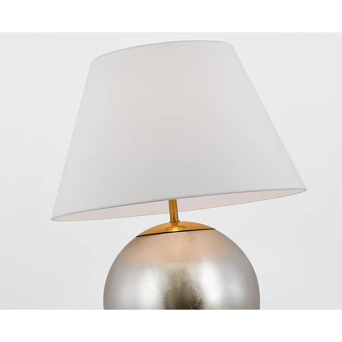 AERIN Morton Large Table Lamp in Burnished Silver Leaf with Linen Shade W23" x H30.5"