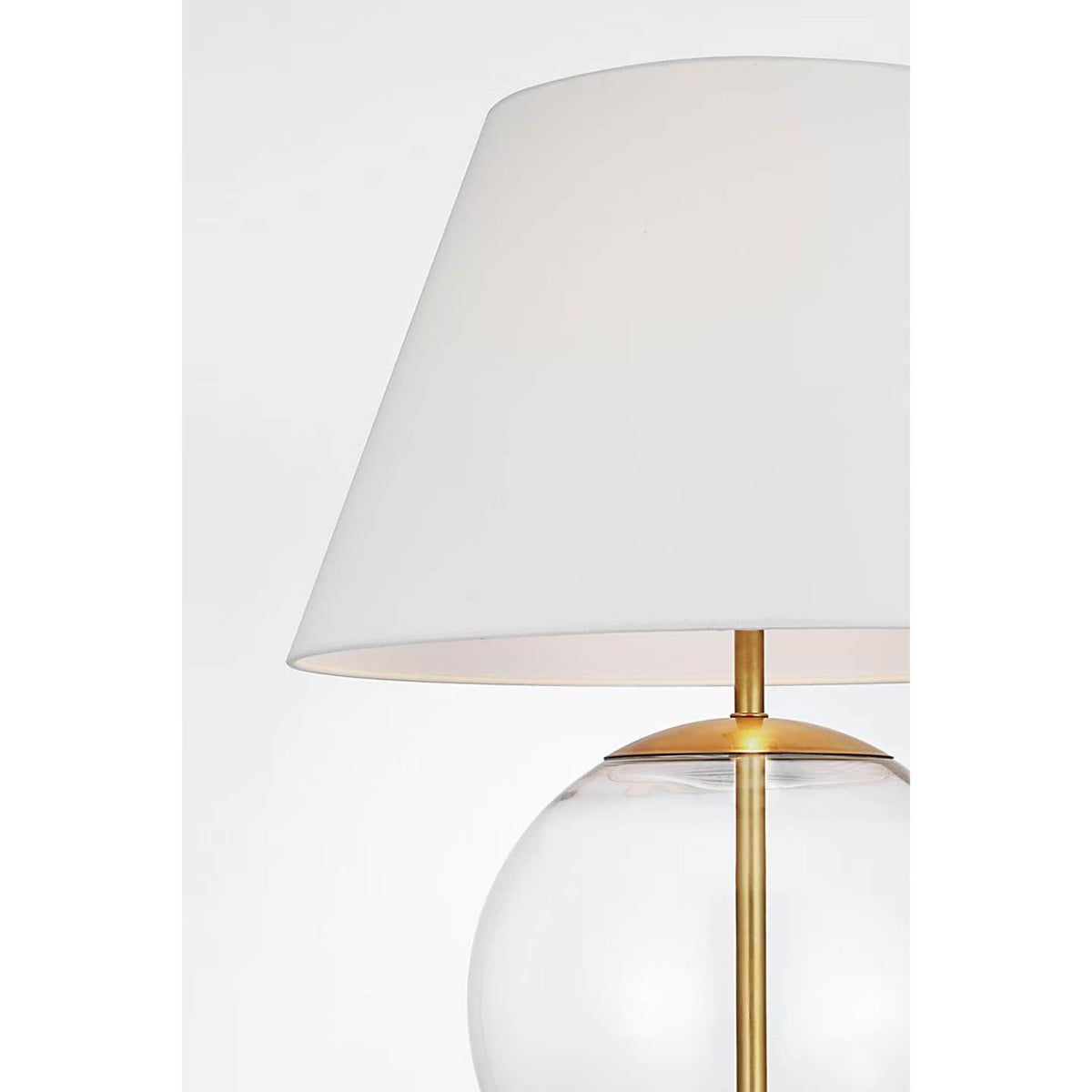 AERIN Morton Large Table Lamp in Clear Glass with Linen Shade W23" x H30.5"