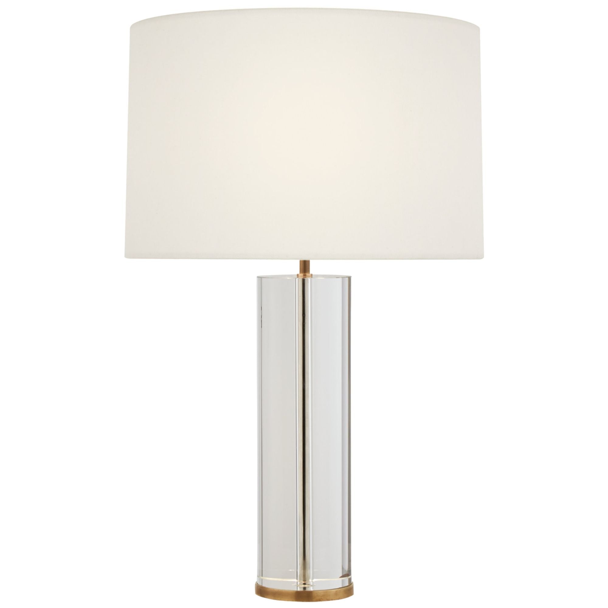 AERIN Lineham Cordless Table Lamp in Crystal and Hand-Rubbed Antique Brass with Linen Shade W18" x H29.5"