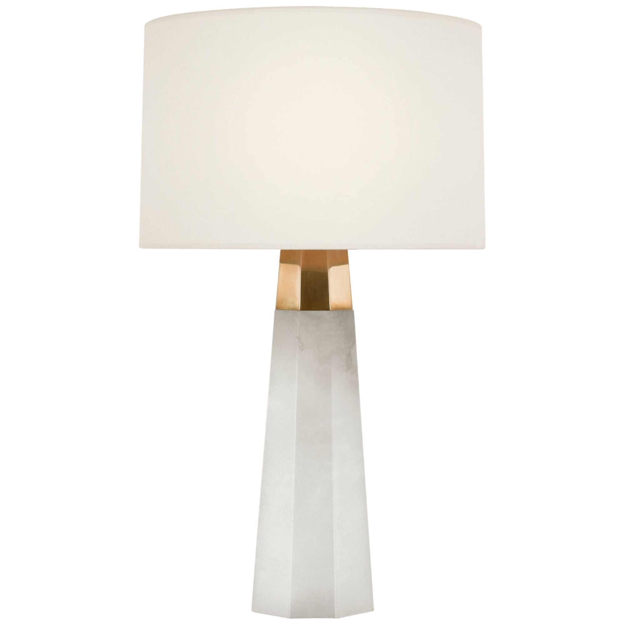 AERIN Olsen 15" Cordless Accent Lamp in Alabaster with Linen Shade Table Lamp W9.5" x H15"