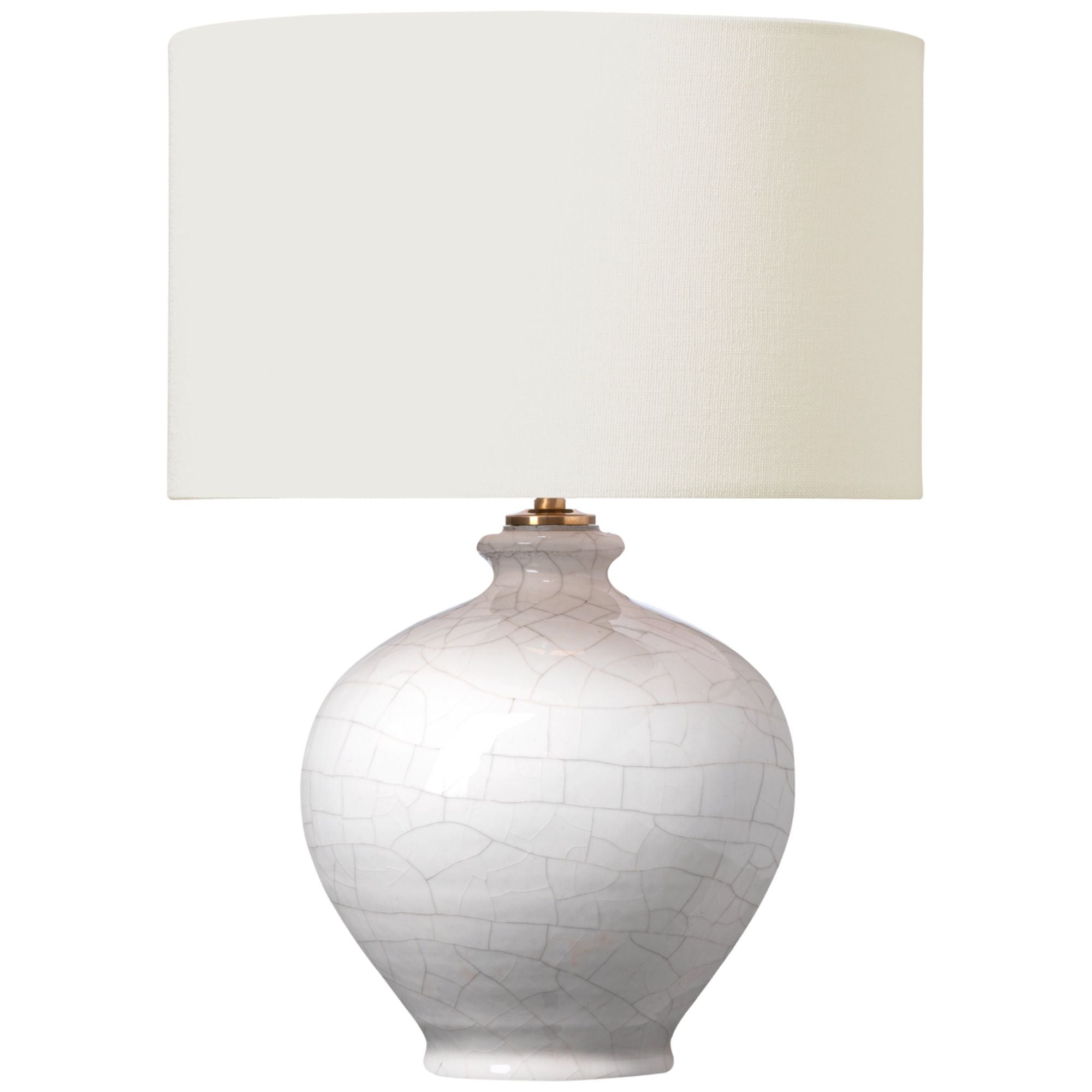 AERIN Gaios 13" Cordless Accent Lamp in Crackled Ivory with Linen Shade Table Lamp W9" x H12.5"