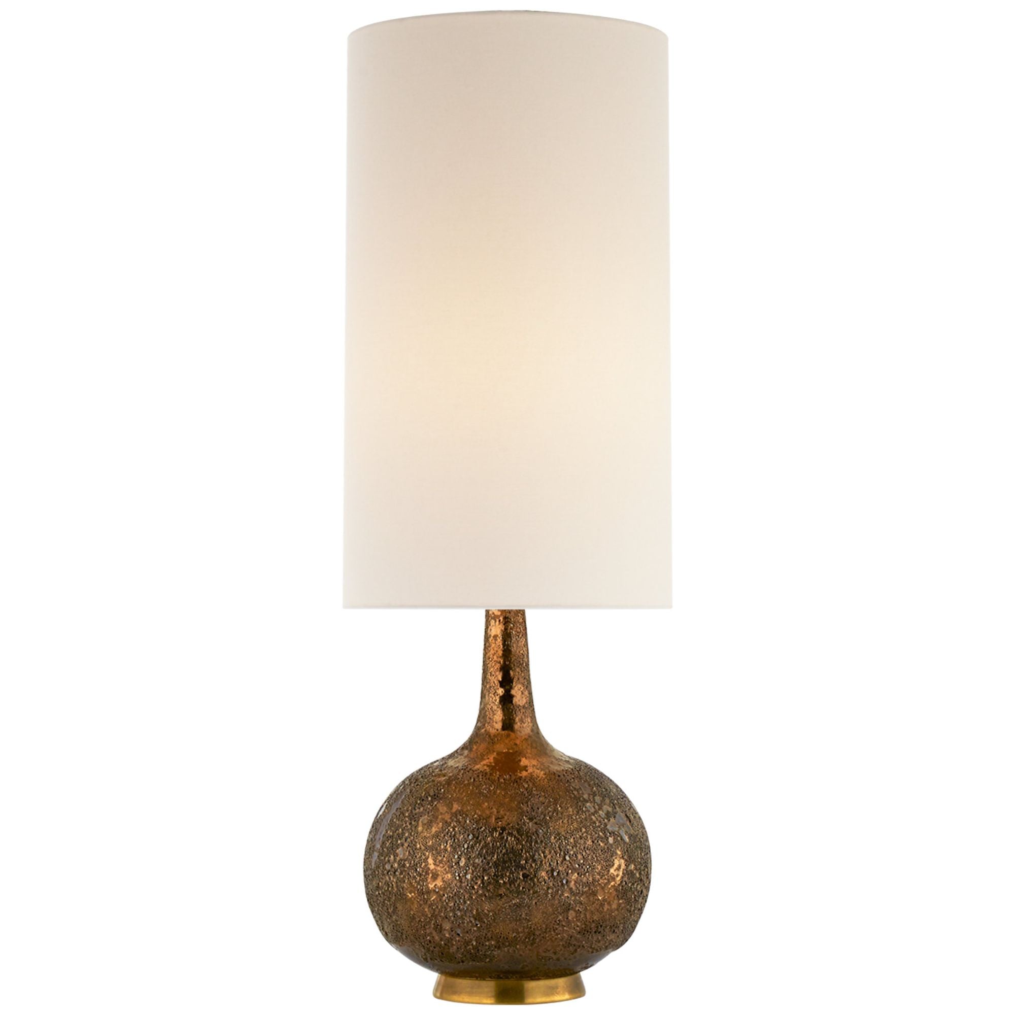 AERIN Hunlen Cordless Table Lamp in Burnt Gold with Linen Shade W8.5" x H25.25"
