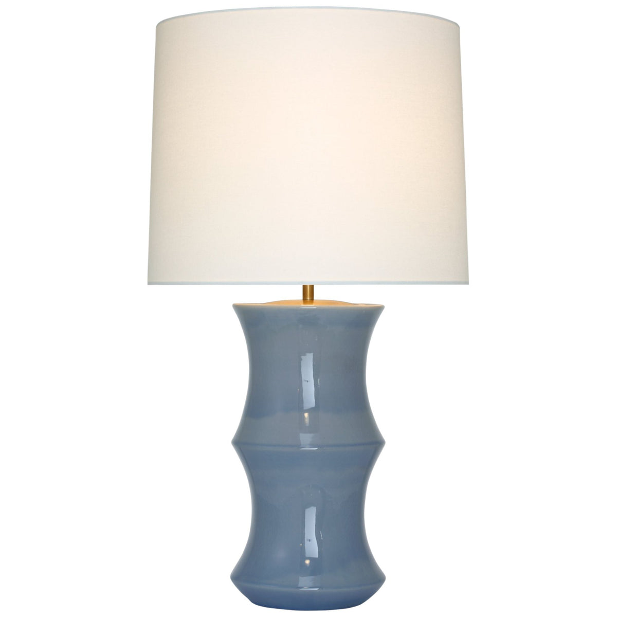 AERIN Marella Medium Table Lamp in Polar Blue Crackle with Linen Shade W17.5" x H33"