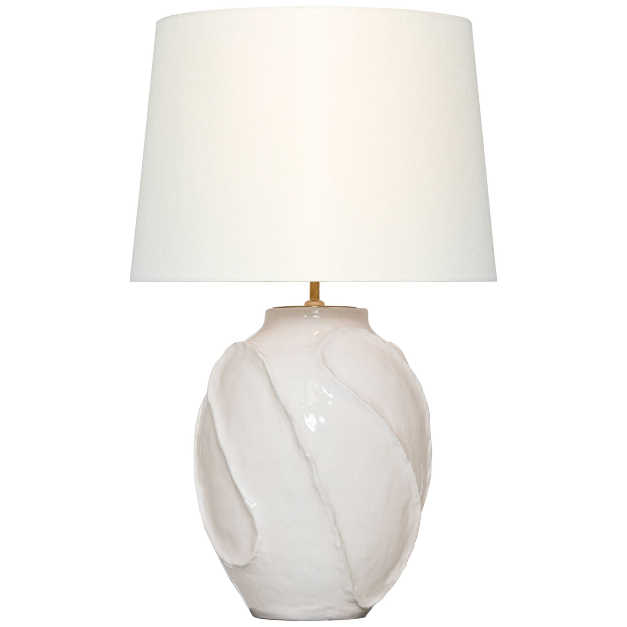 AERIN Idalia 28" Sculpted Table Lamp in Glossy White Crackle with Linen Shade W17" x H28.25"