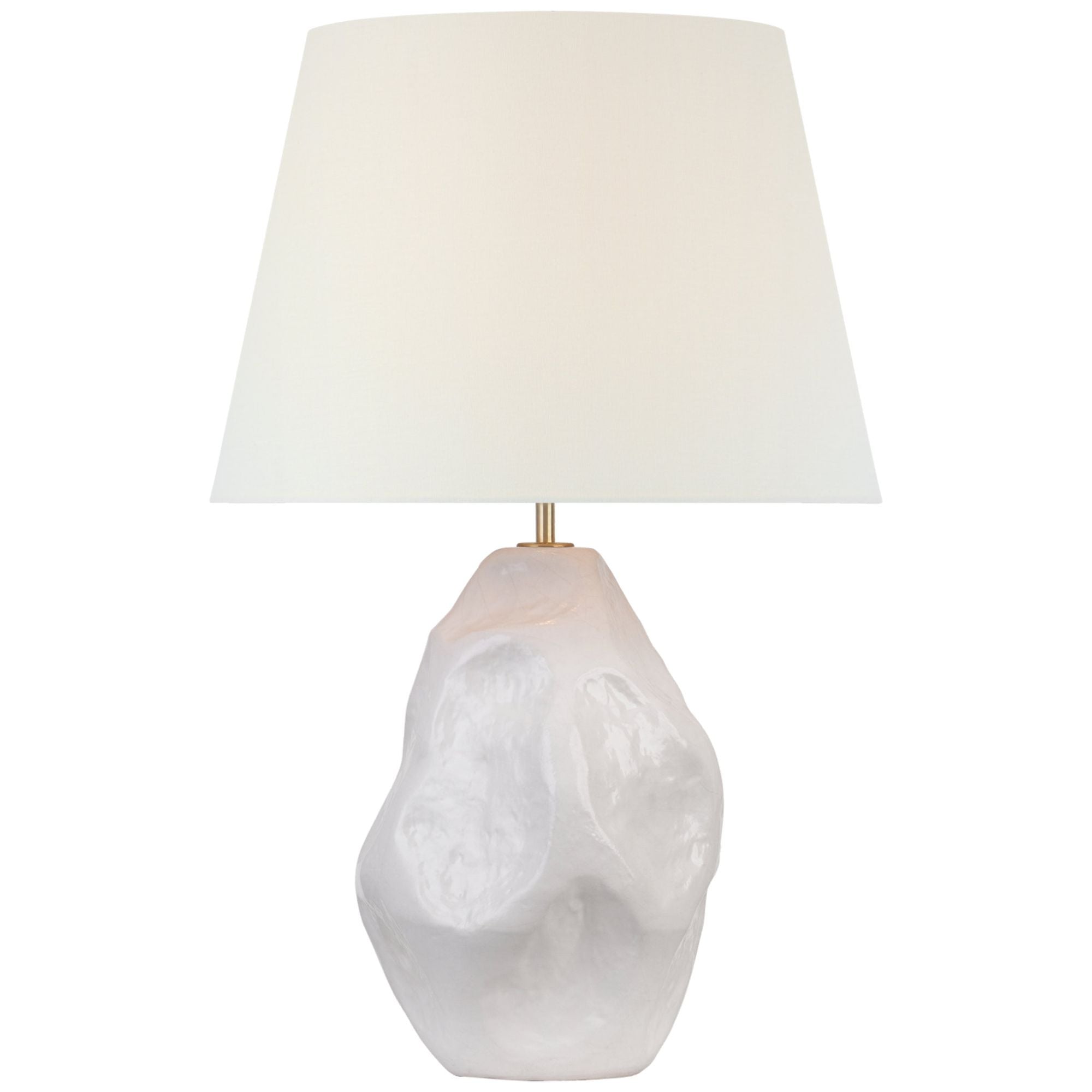 AERIN Rocco 27" Table Lamp  in White with Linen Shade W17" x H27.25"