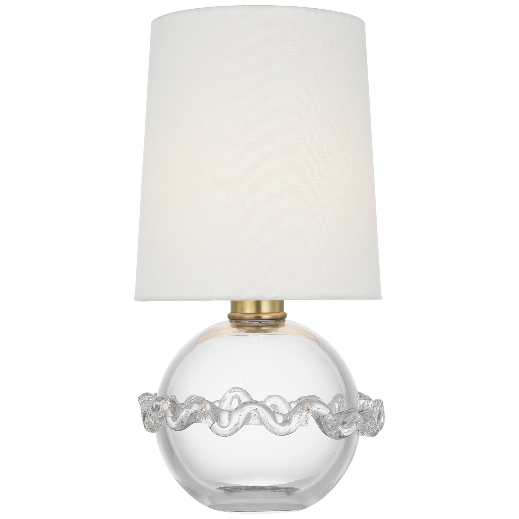 AERIN Breslin 16" Cordless Accent Lamp in Clear Glass with Linen Shade Table Lamp W8" x H15.75"