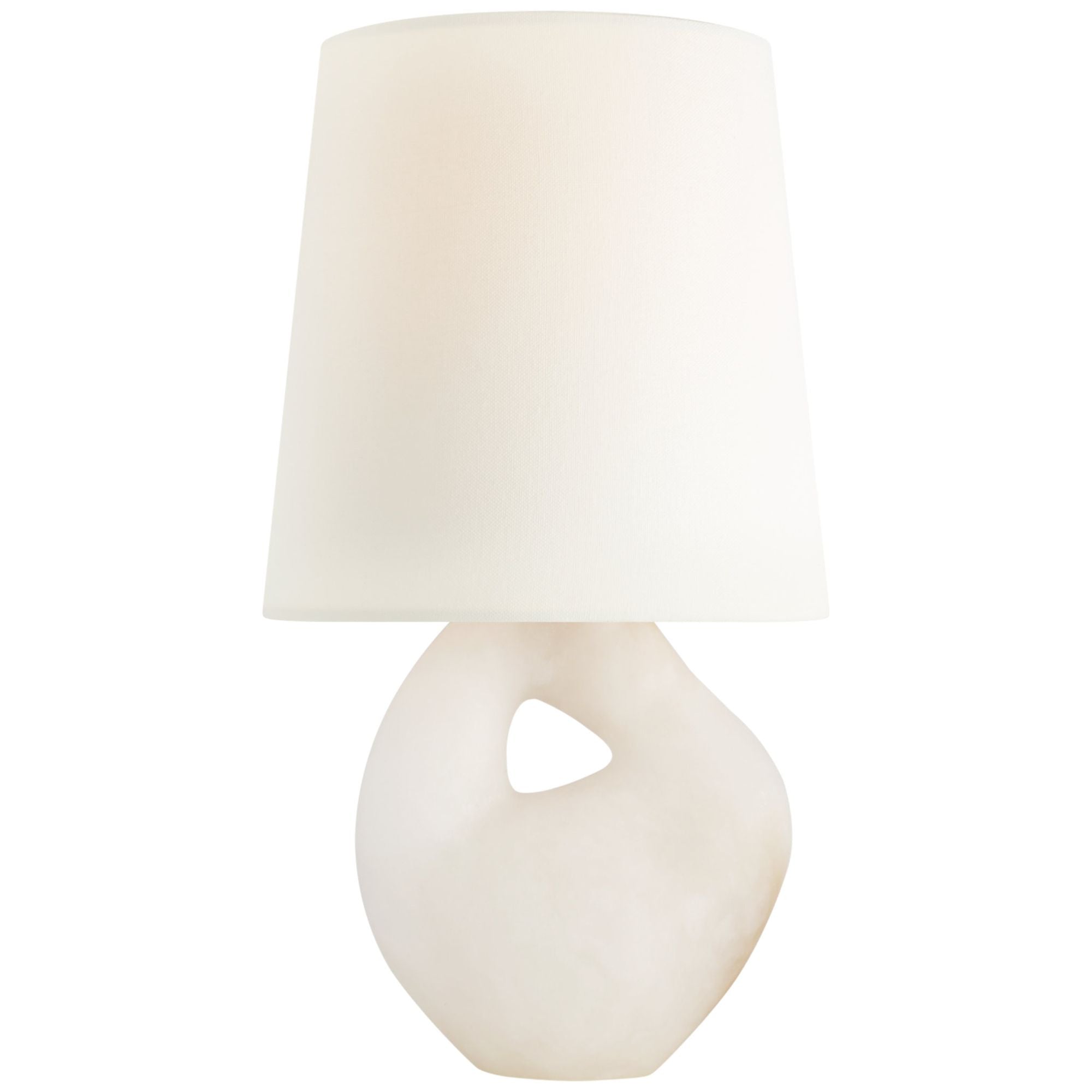 AERIN Adria 16" Cordless  Table Lamp  in Alabaster with Linen Shade W9" x H16"