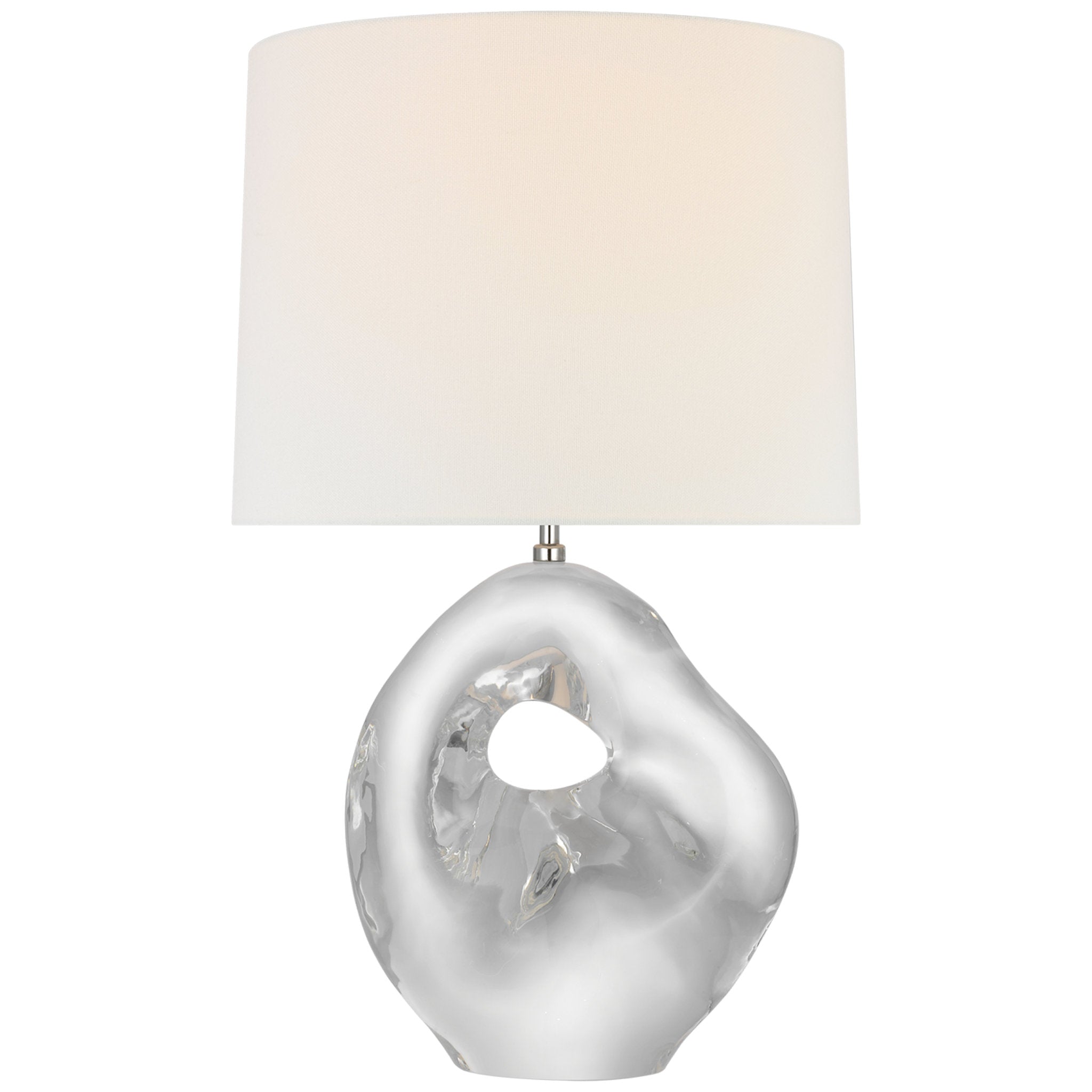 AERIN Adria 25" Cordless Table Lamp in Crystal with Linen Shade W15.25" x H25.25"