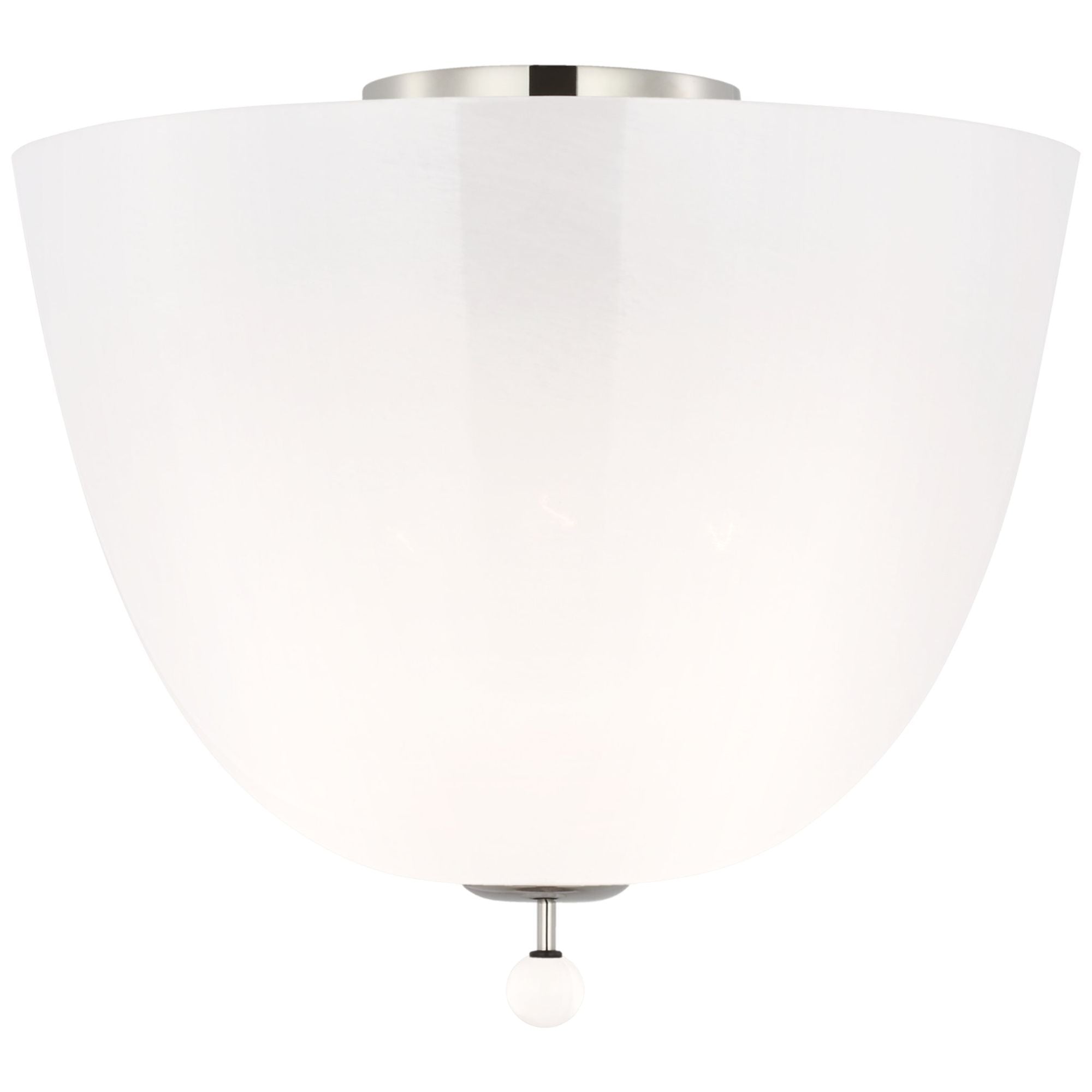 AERIN Brisa 14" Semi-Flush Mount  in Polished Nickel with White Strie Glass Ceiling Light W14" x H12.5"