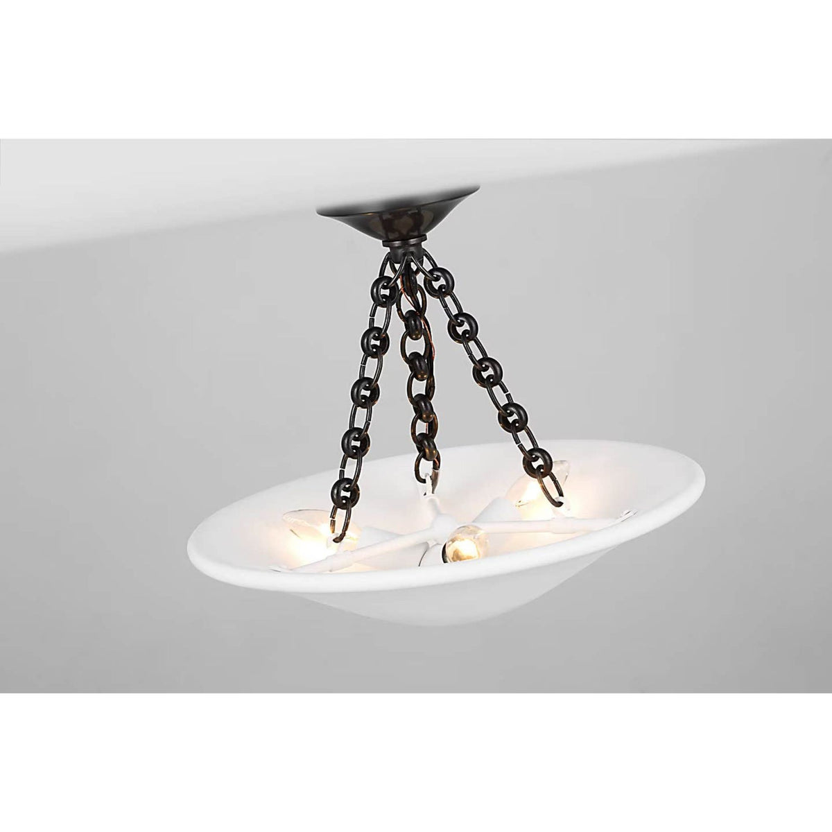 AERIN Mollino 16" Semi Flush Mount in Bronze with Plaster White Shade W16" x H13"