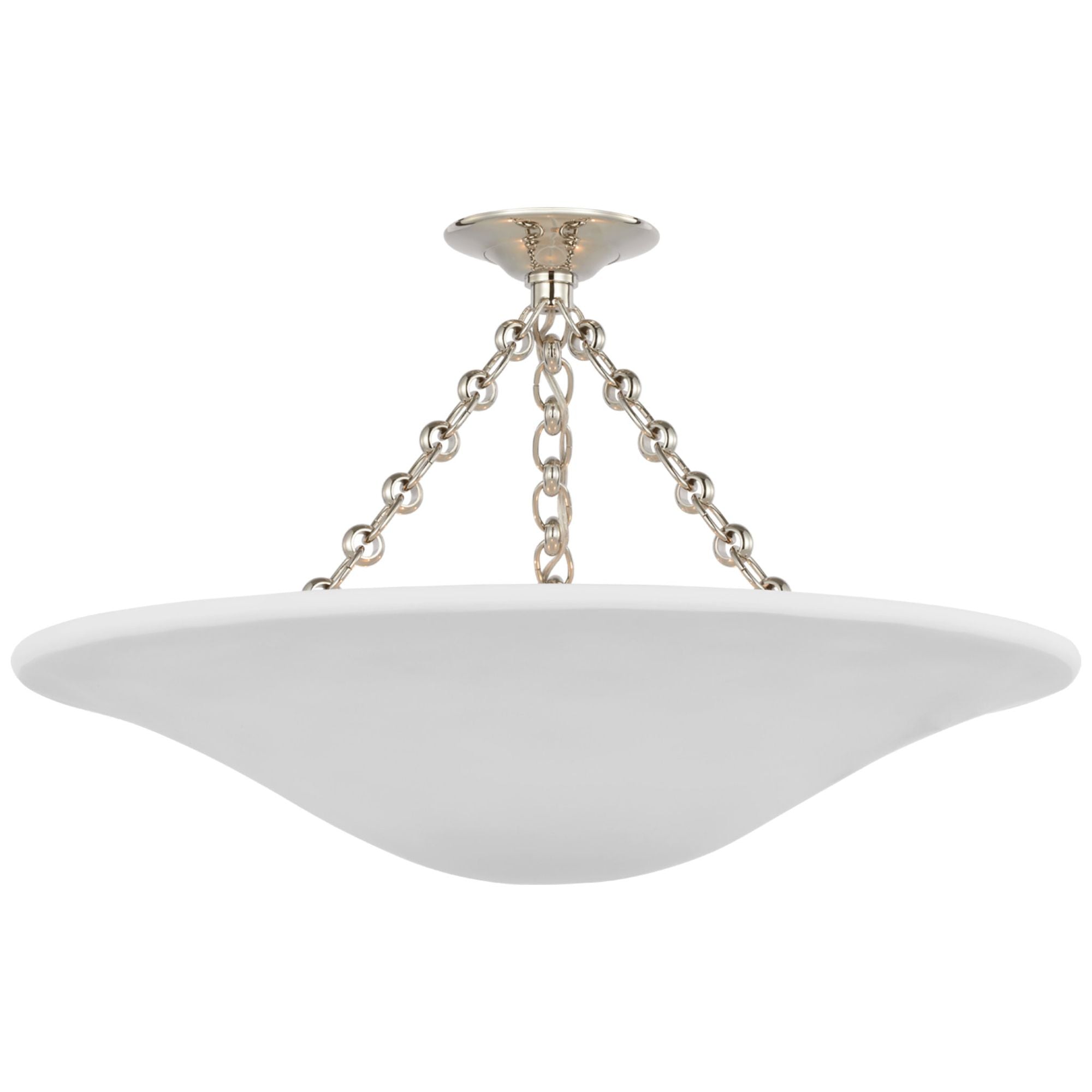 AERIN Mollino 24" Semi-Flush Mount  in Polished Nickel with Plaster White Shade Ceiling Light W24" x H14.75"
