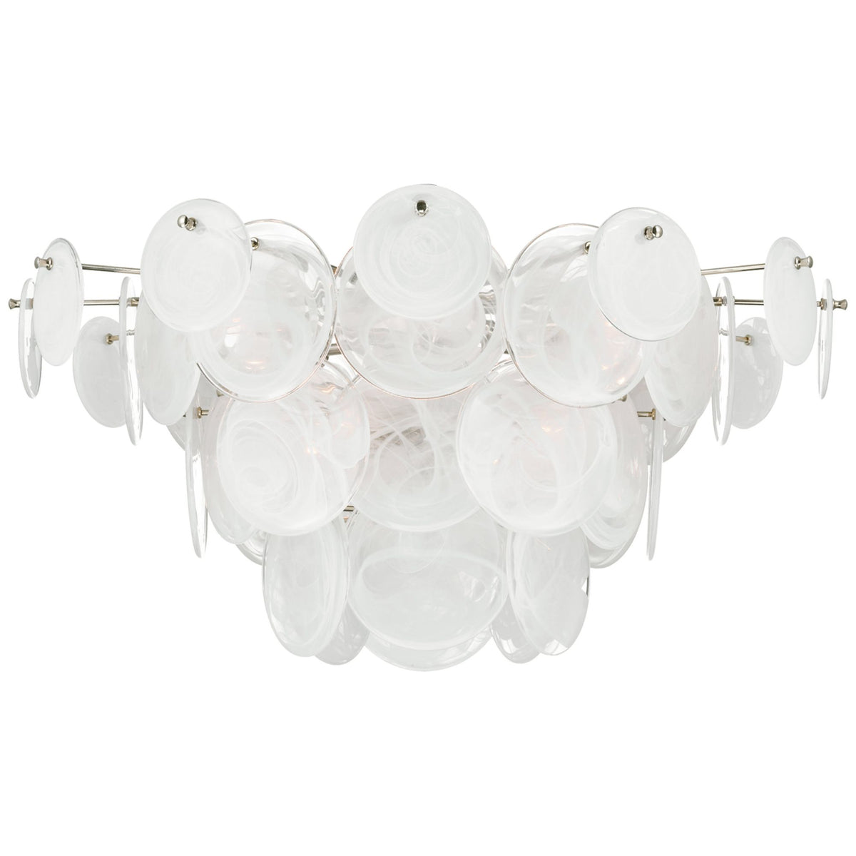 AERIN Loire Grande Flush Mount in Polished Nickel with White Strie Glass W34" x H16.5"