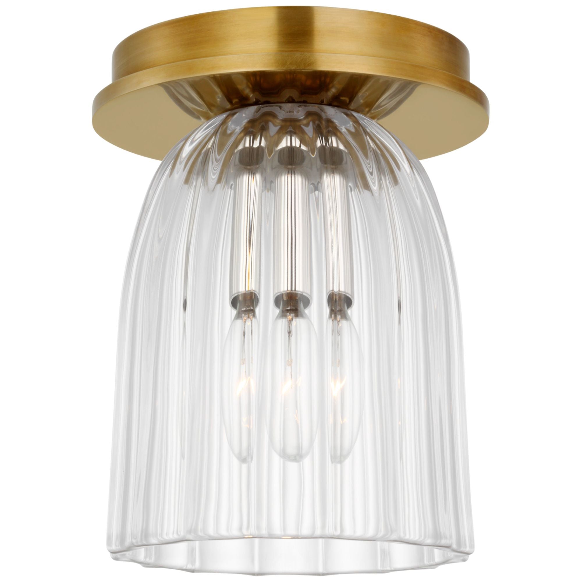 AERIN Asalea 5" Solitaire Flush Mount in Hand-Rubbed Antique Brass with Clear Glass Ceiling Light W4.5" x H6.5"
