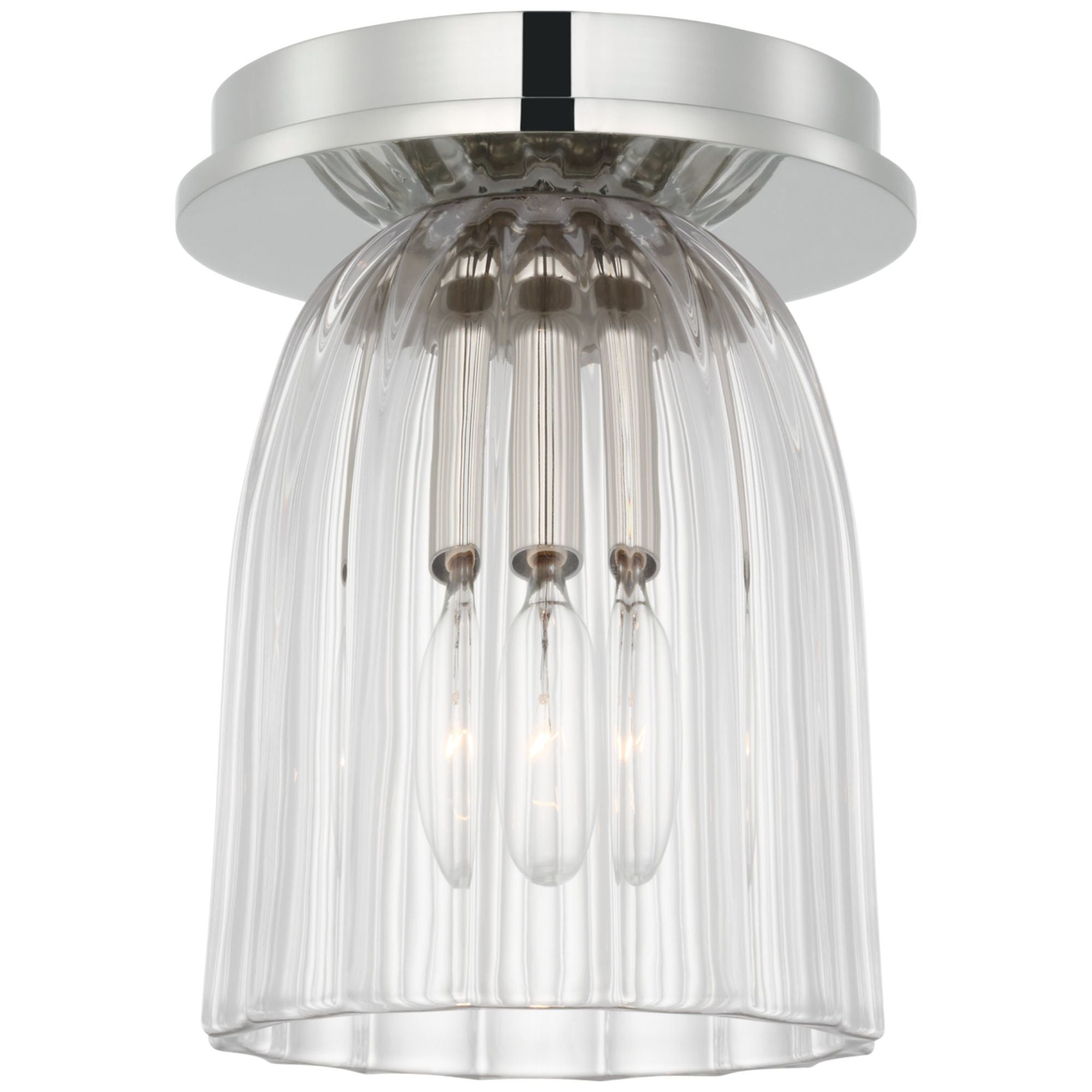 AERIN Asalea 5" Solitaire Flush Mount in Polished Nickel with Clear Glass Ceiling Light W4.5" x H6.5"