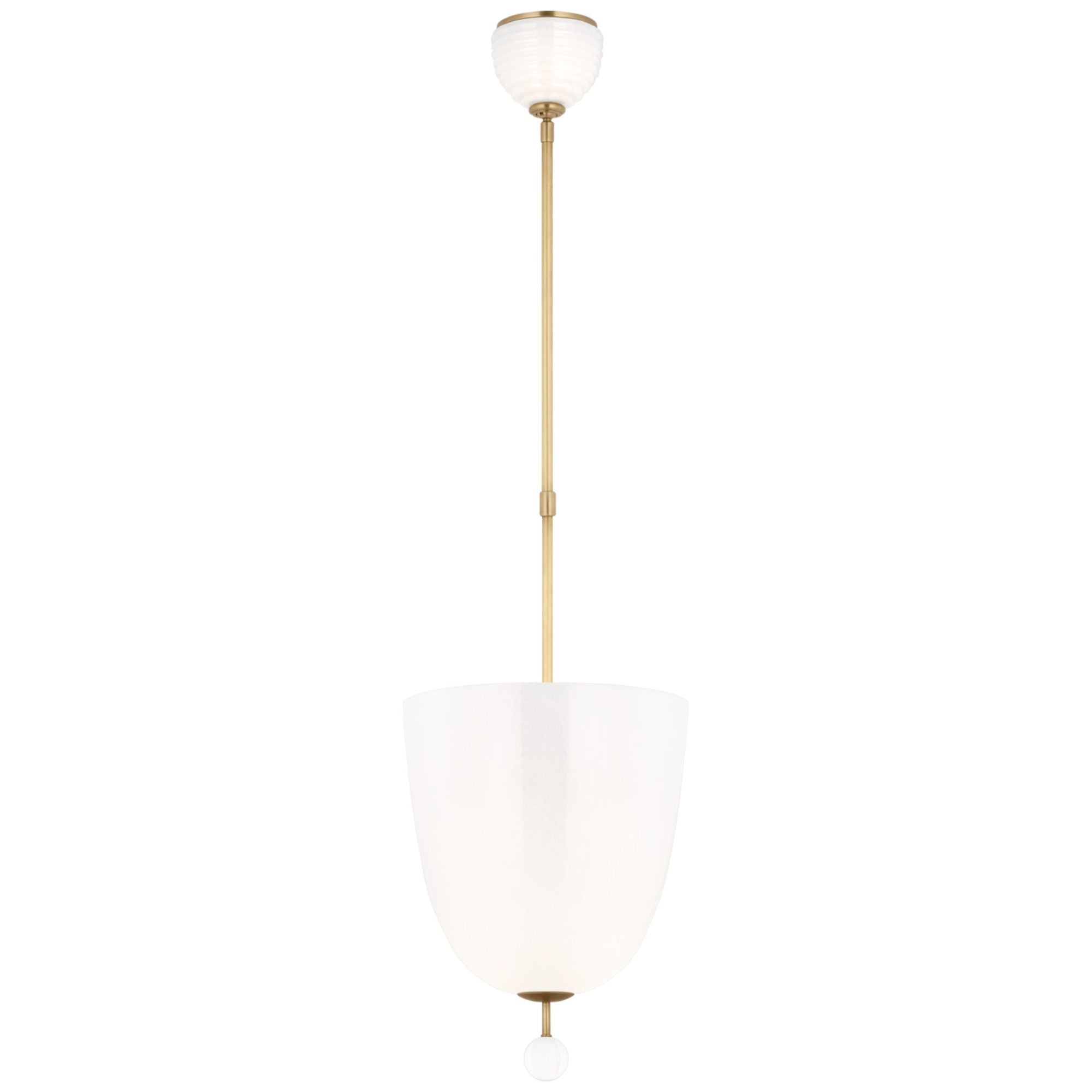 AERIN Brisa 13" Uplight Pendant  in Hand-Rubbed Antique Brass with White Strie Glass Ceiling Light W12.75"