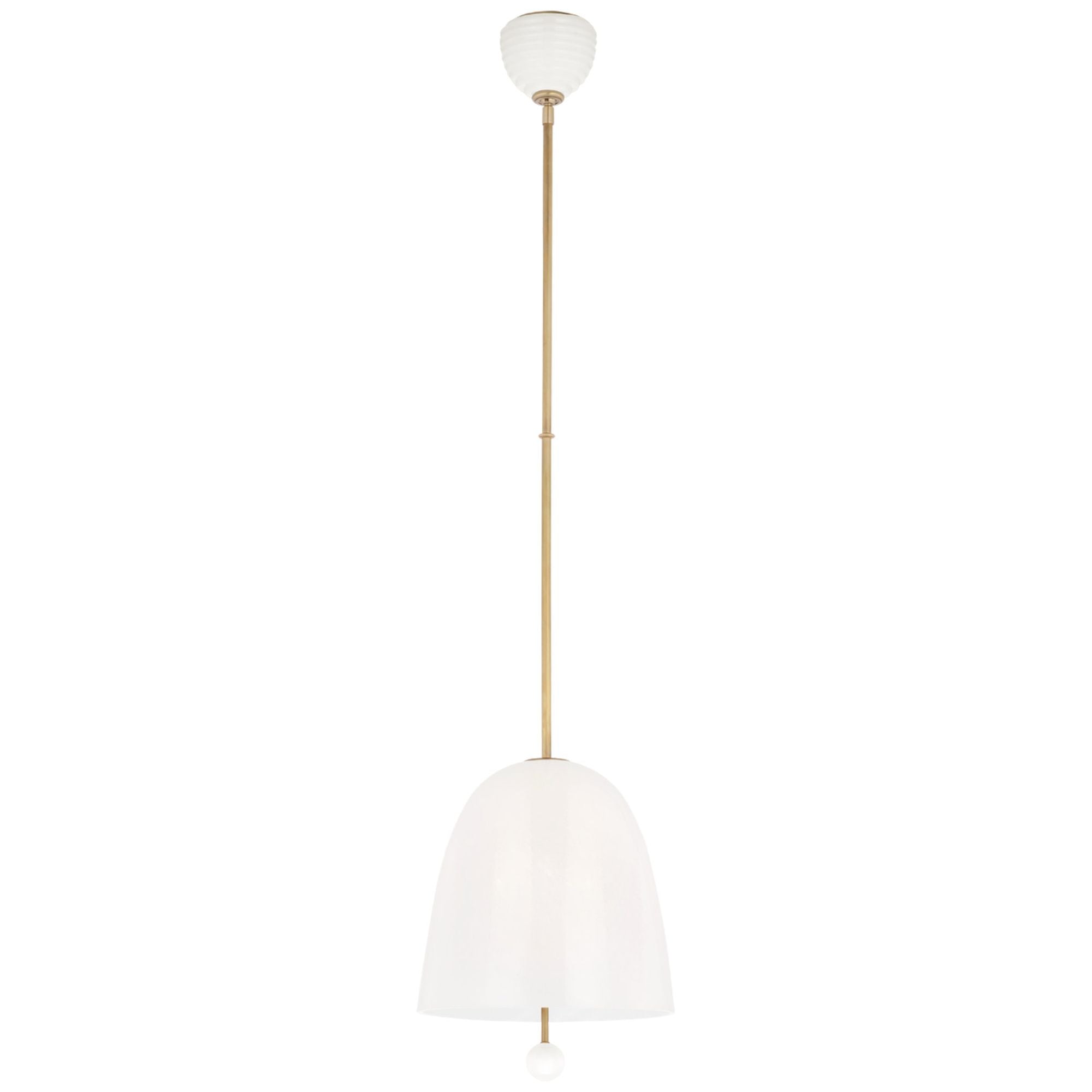 AERIN Brisa 13" Pendant  in Hand-Rubbed Antique Brass with White Strie Glass Ceiling Light W12.75"
